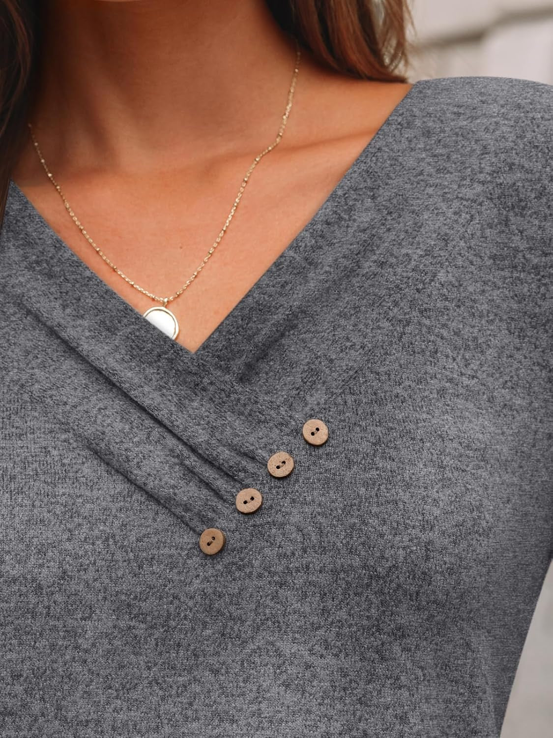 Womens Long Sleeve Tunic Top V Neck Button Shirts 2025 Dressy Casual Business Blouses