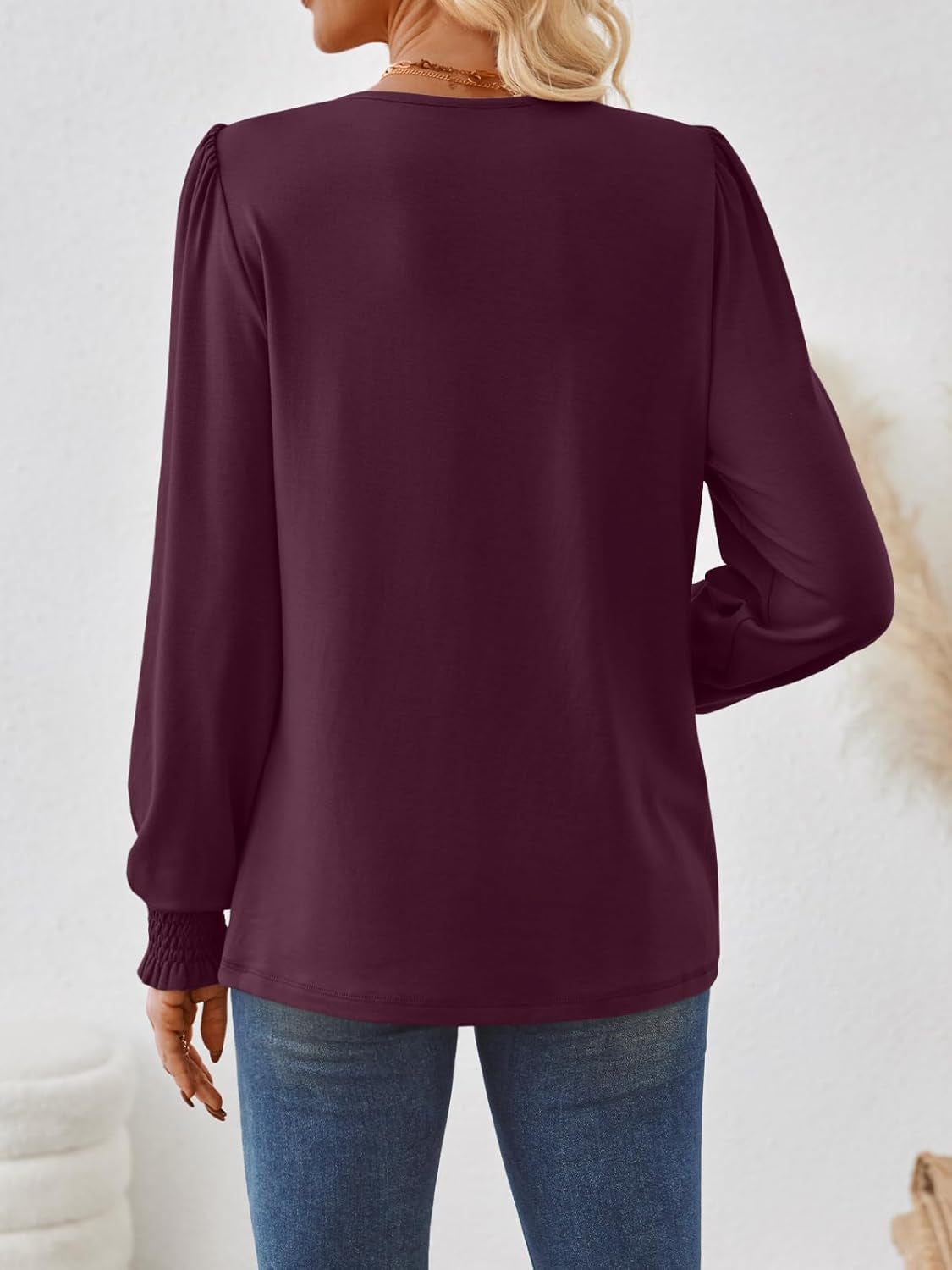 Long Sleeve Shirts for Women Business Dressy Casual Tops Work Blouses Pleated Tunics