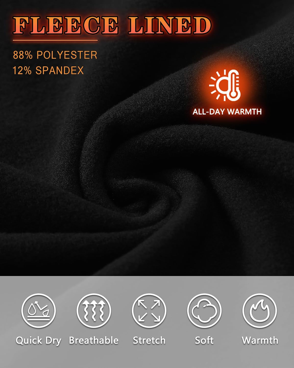 Men'S Thermal Compression Pants, Fleece Lined Running Tights Leggings, Athletic Ski Base Layer Bottoms Cold Weather