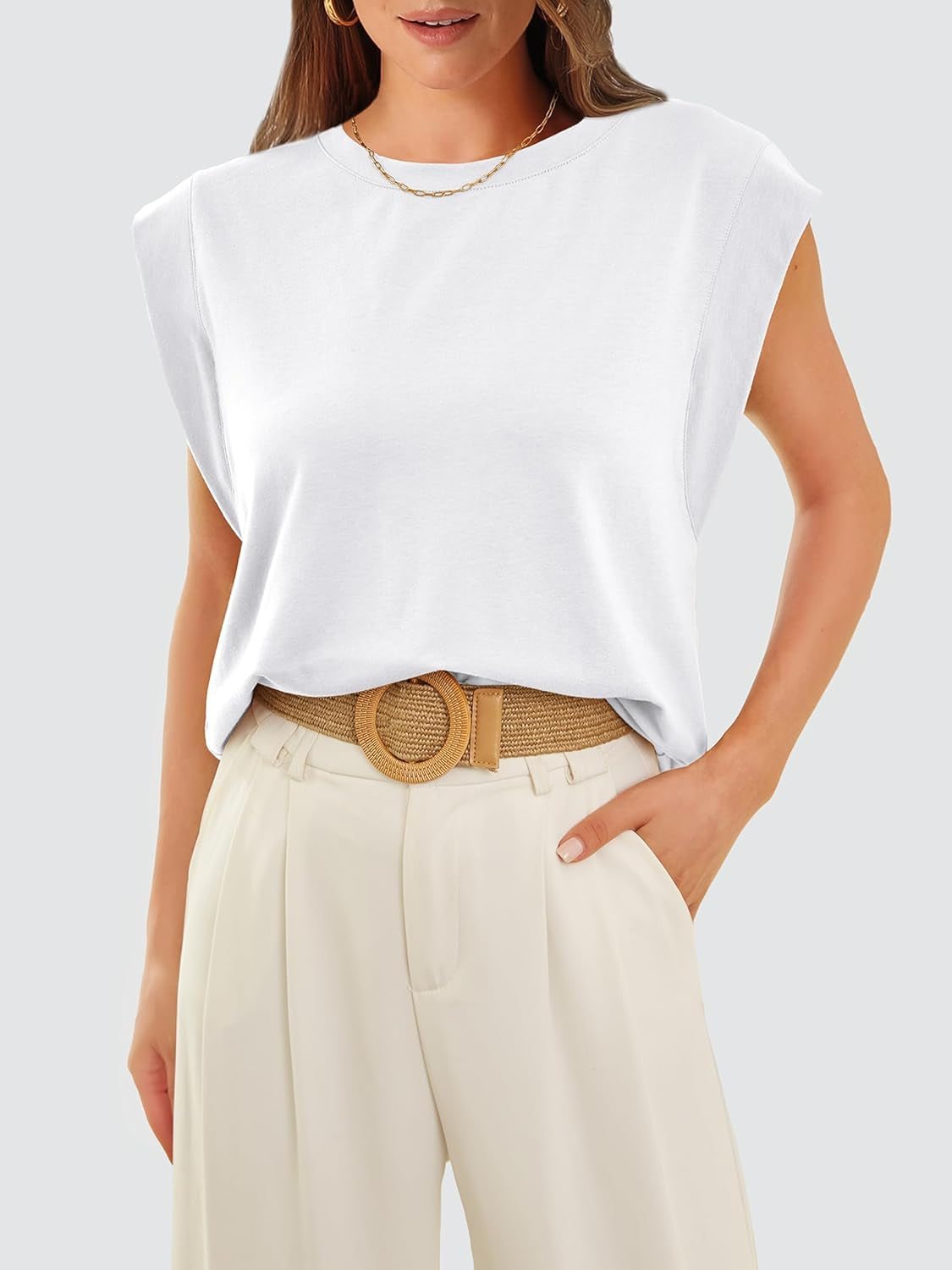 Cap Sleeve Tops for Women Summer Top Basic Tee Shirts Casual Tank Loose Fit 2025 Fashion