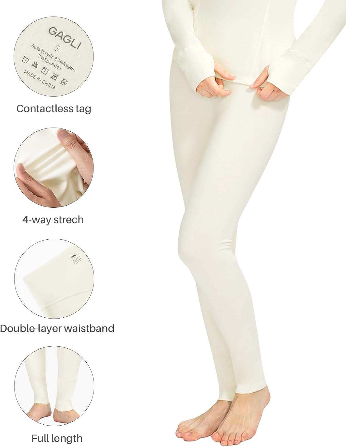 Long Johns for Women - Thermal Leggings for Women, Fleece Lined Base Layer Pants for Cold Weather 32-50℉