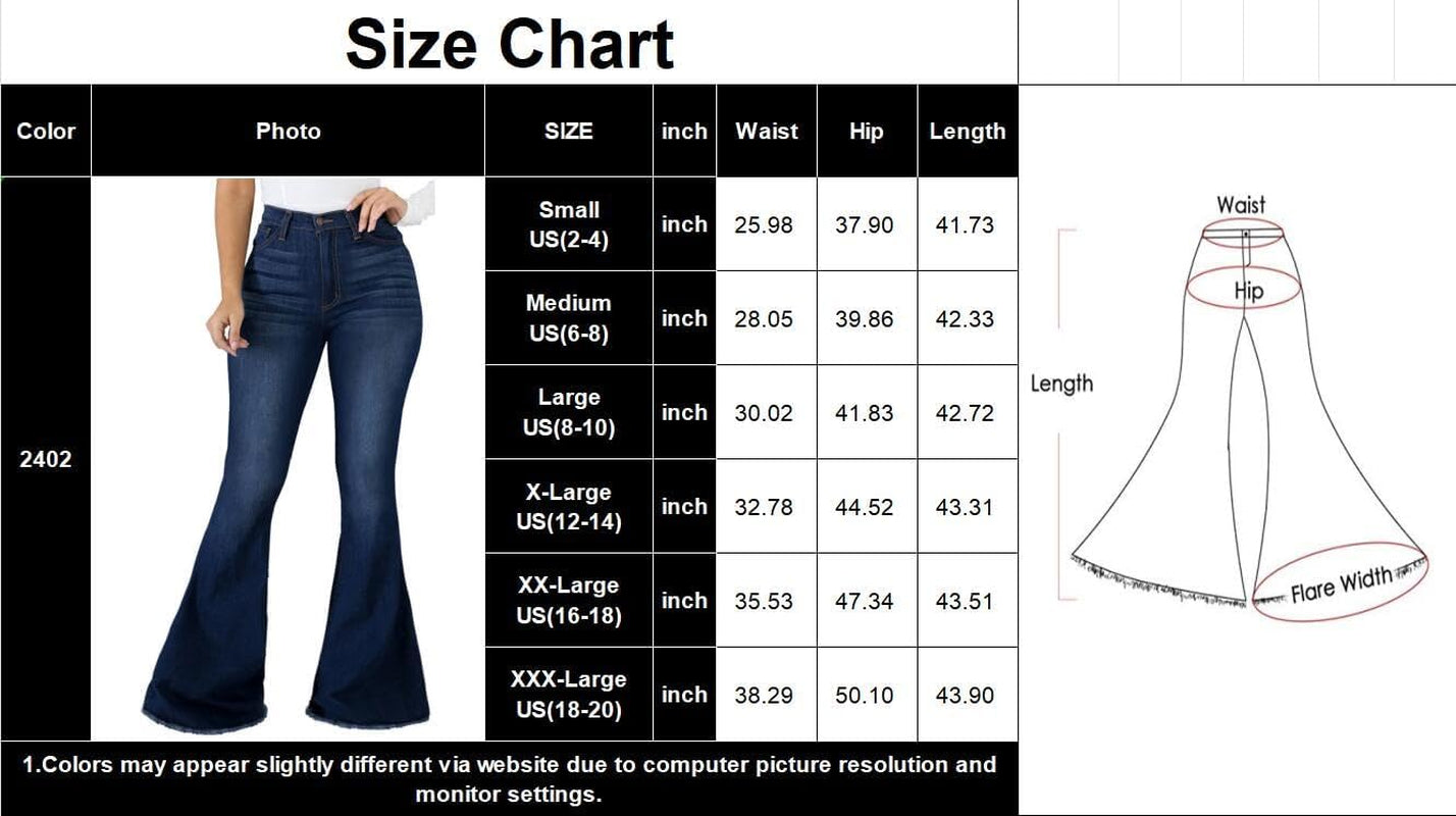 Bell Bottom Jeans for Women High Waisted Stretchy Skinny Flared Denim Pants