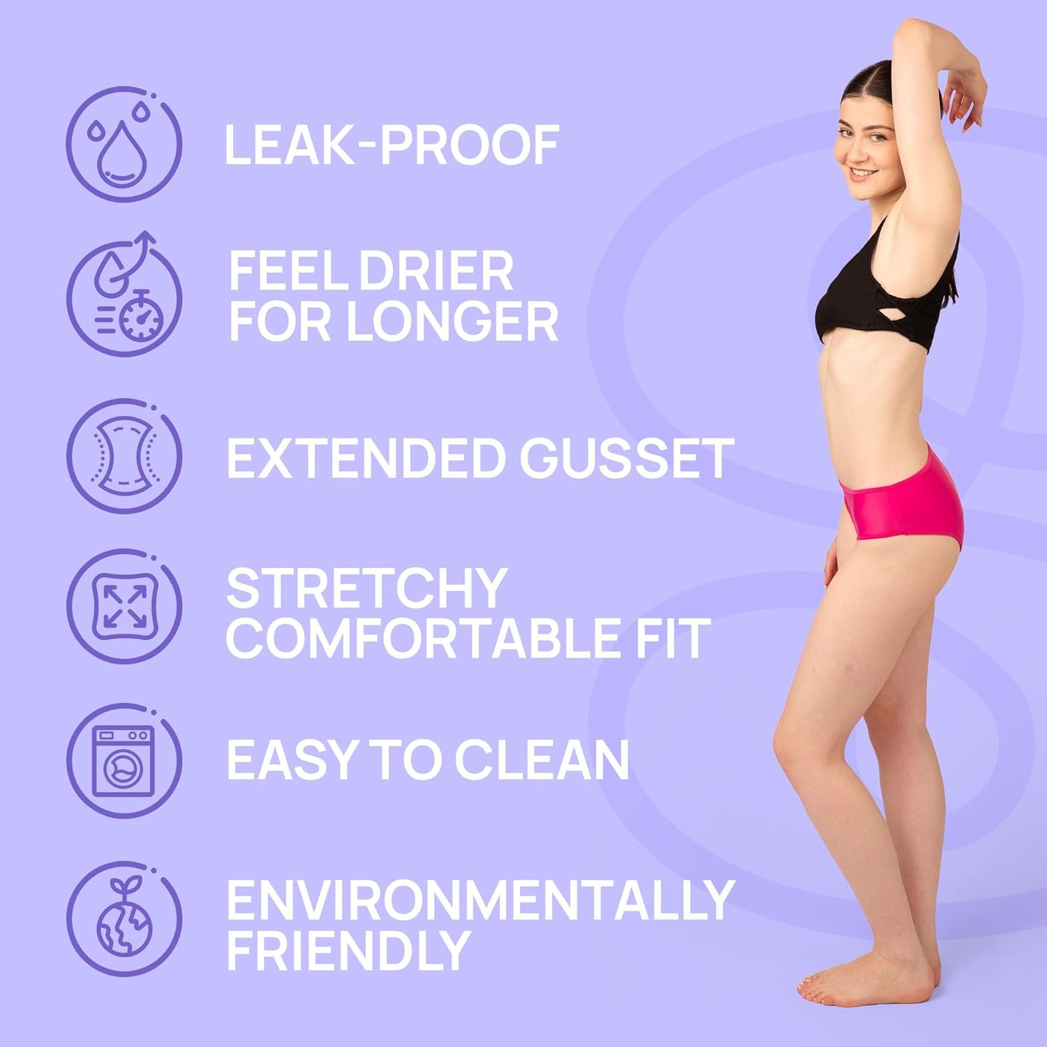 Period Swimwear - Menstrual Leakproof Bikini Bottoms - Mid Waisted Swim Bottoms for Teens, Girls, Women