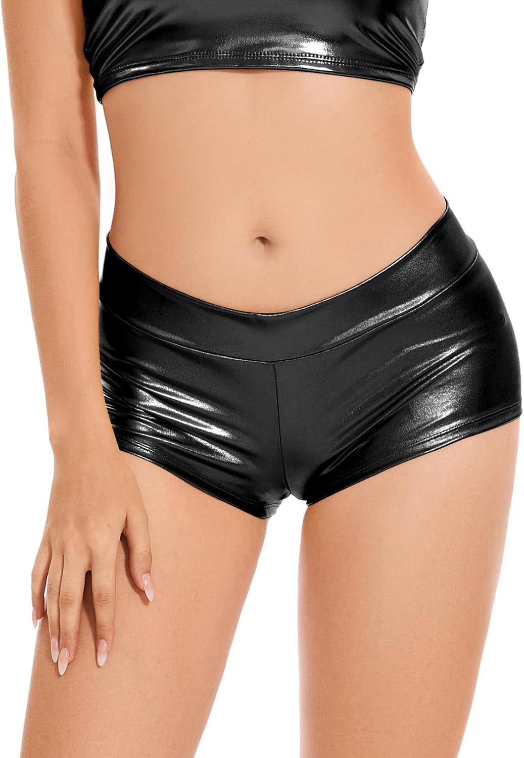 Women'S Shiny Metallic Booty Shorts Rave Festival Dance Bottoms for Costume