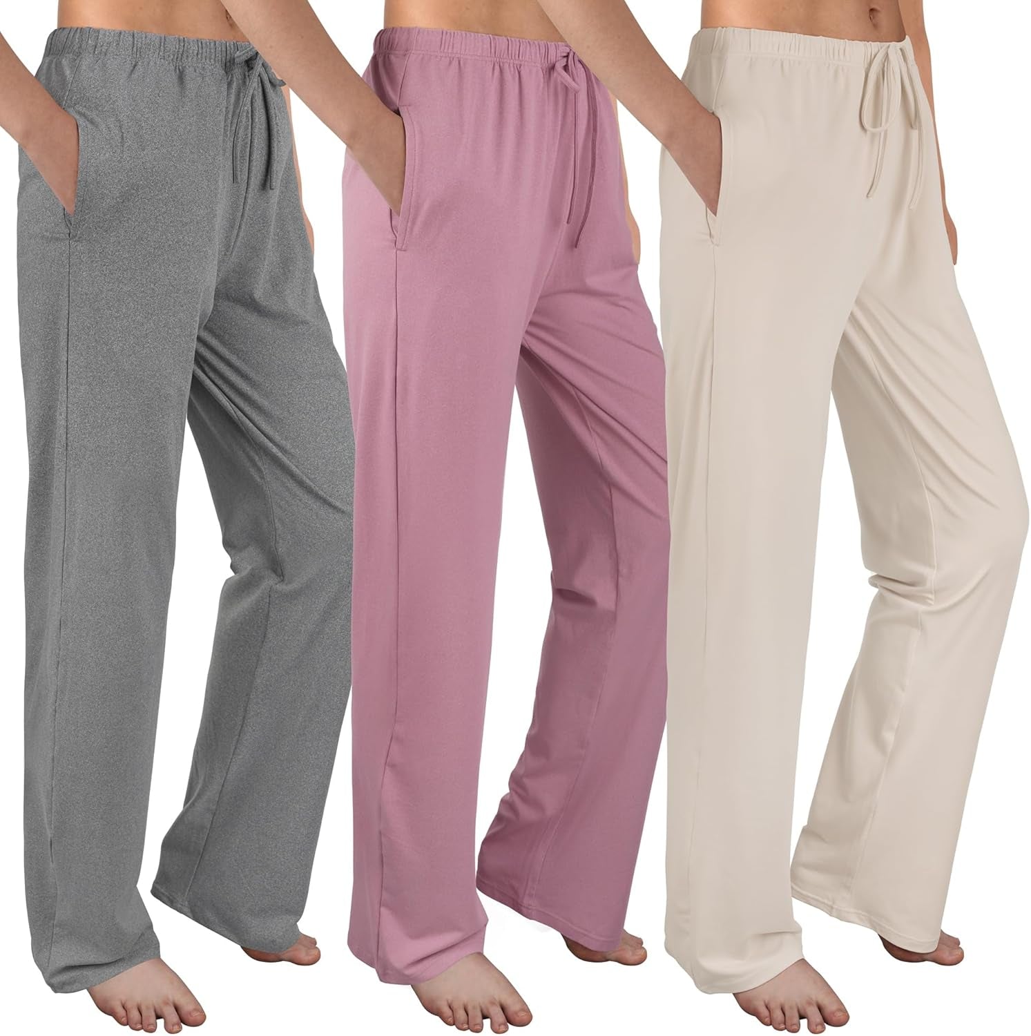 3 Pack Womens Pajama Pants Soft Loose Casual Lounge & Sleep Pants Pajama Bottoms PJ Sleepwear with Pockets