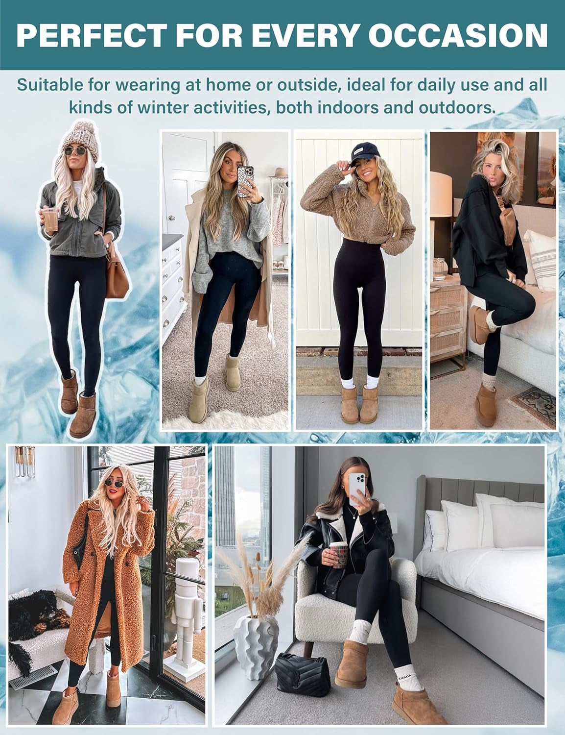 Thick Fleece Lined Leggings for Women Tummy Control High Waisted Workout Thermal Warm Soft Yoga Pants for Cold Winter