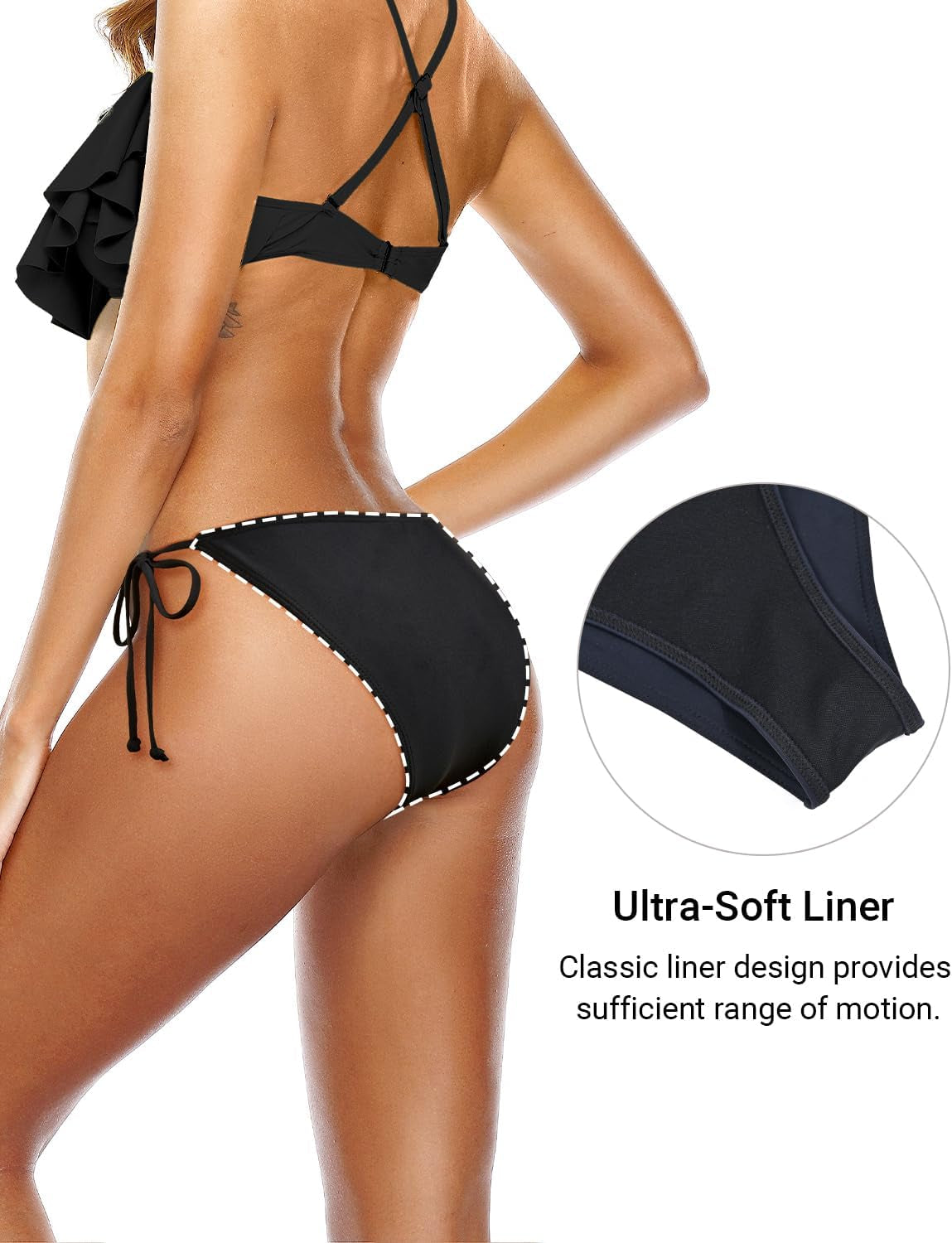 Bikini Bottoms for Women String Bathing Suit Bottom with Moderate Coverage Low Waist Swim Bottom