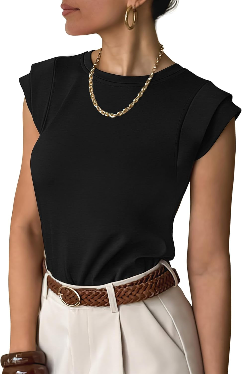 Business Casual Tops for Womens Cap Sleeve Summer Dressy Shirts 2026 Trendy Work Office Outfits Clothing