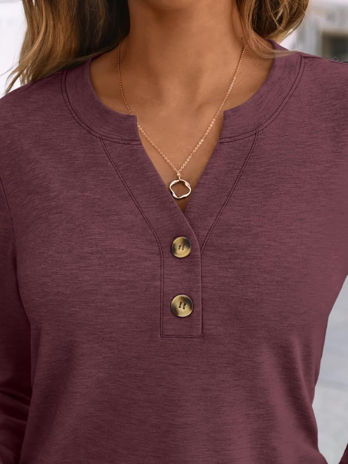 Women'S Long Sleeve Shirts 2025 Fall Fashion Dressy Casual Tops Trendy Henley Blouses Cute Work Outfits Clothes