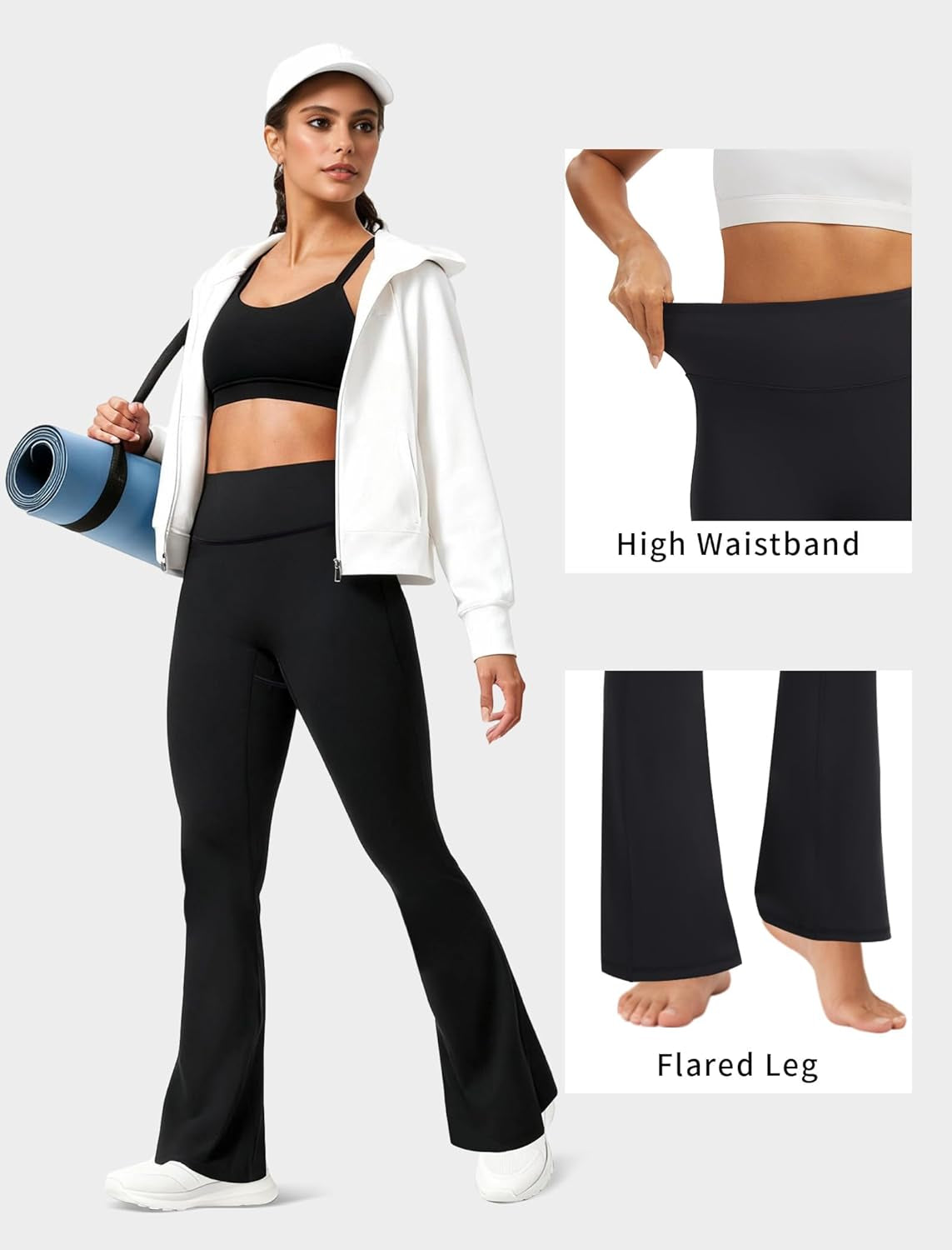 Flare Leggings for Women High Waisted Seamless Yoga Pants with Tummy Control Bootcut Bell Bottoms Leggings