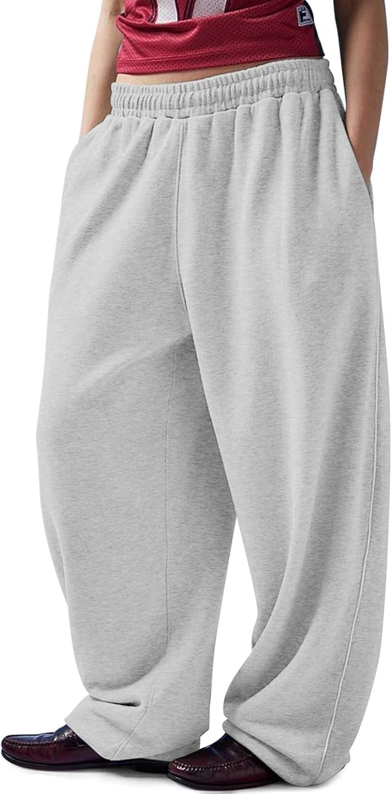 Women'S Wide Leg Sweatpants Y2K Interior Drawstring Baggy Joggers Dancer Pants Streetwear with Pockets