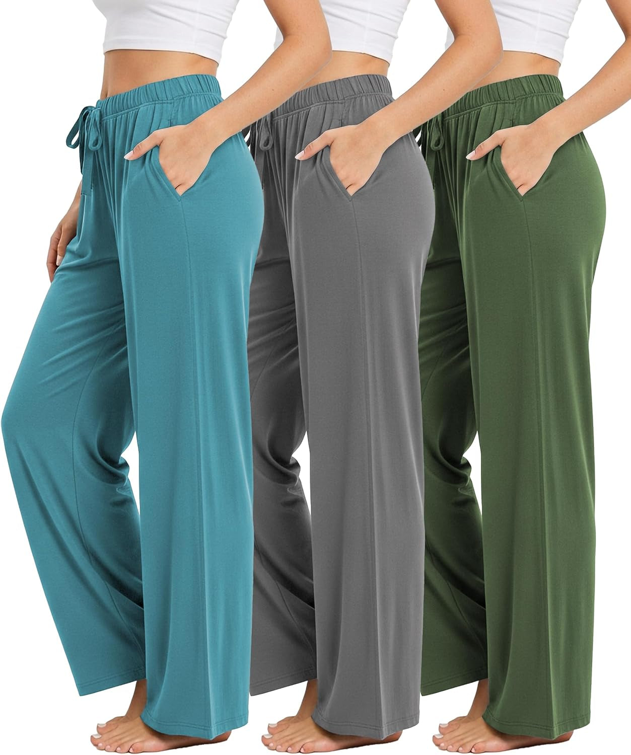 3 Pack Buttery Soft Pajama Pants for Women | Comfy Casual Lounge Pajama Bottoms | Drawstring & Pockets Pj