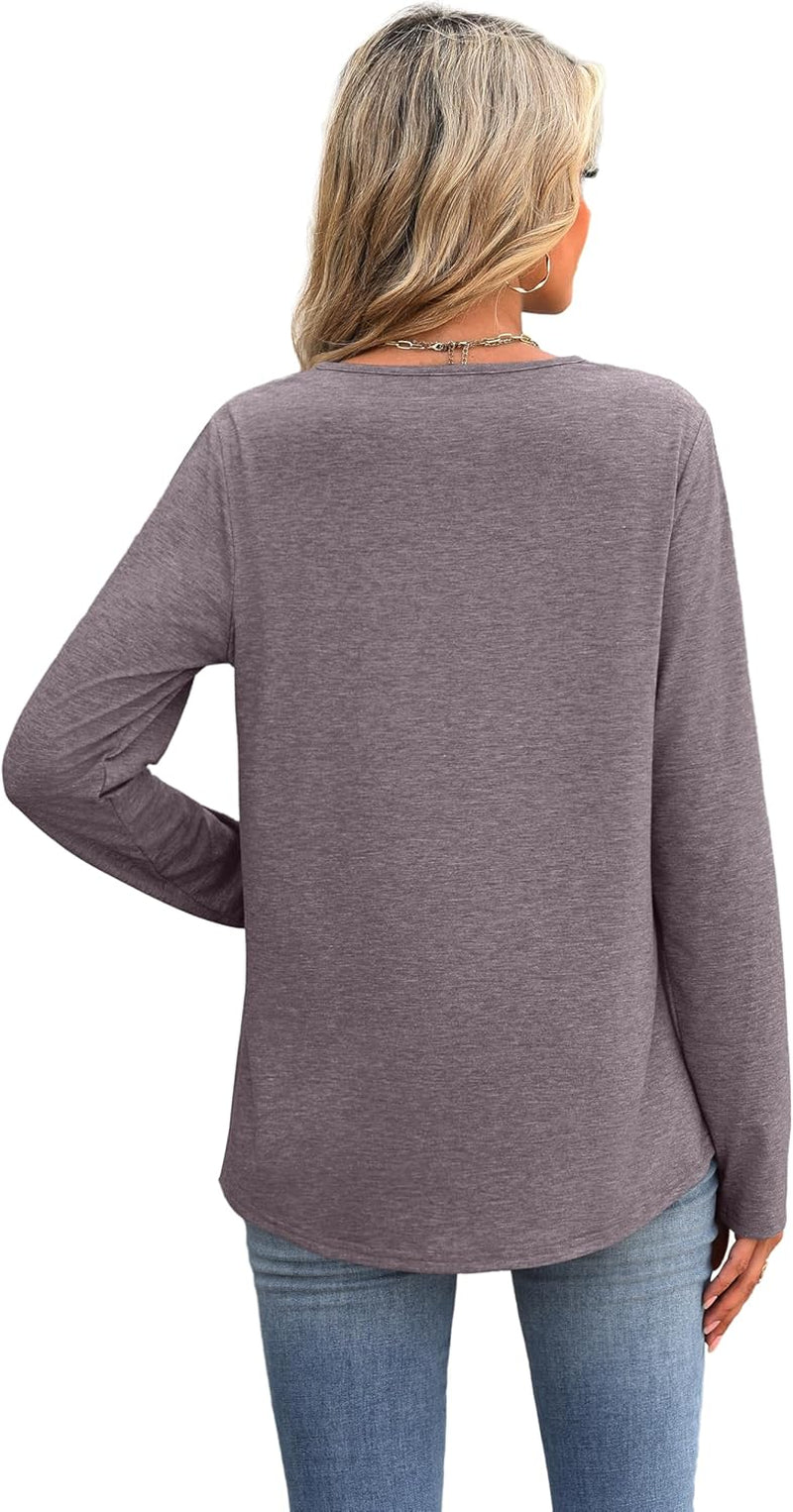 Boho Tops for Women Blouses Dressy Casual V Neck Long Sleeve Shirts Fall Outfits Trendy Vacation Clothes