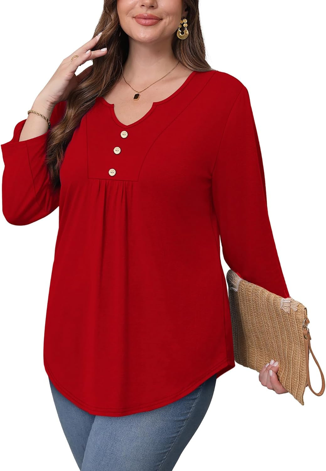 Womens Tops Fall Fashion Must Have 3/4 Length Sleeve Shirts Business Casual Outfits Basic Tees