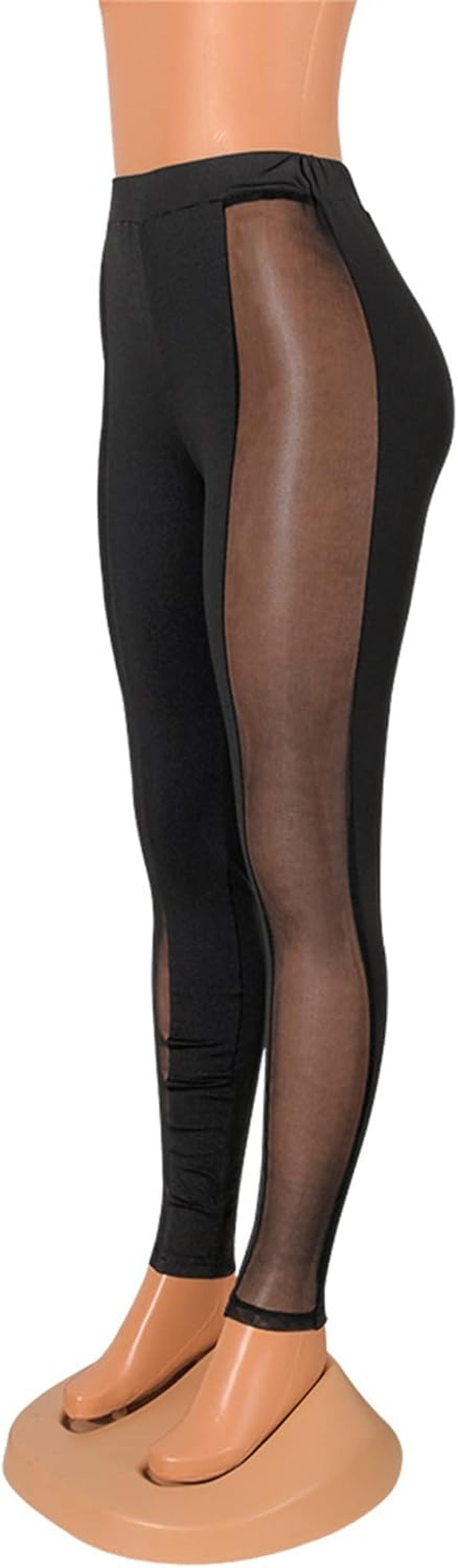 Womens Leggings High Waisted - Sexy Skinny Mesh See through Pants Party Clubwear