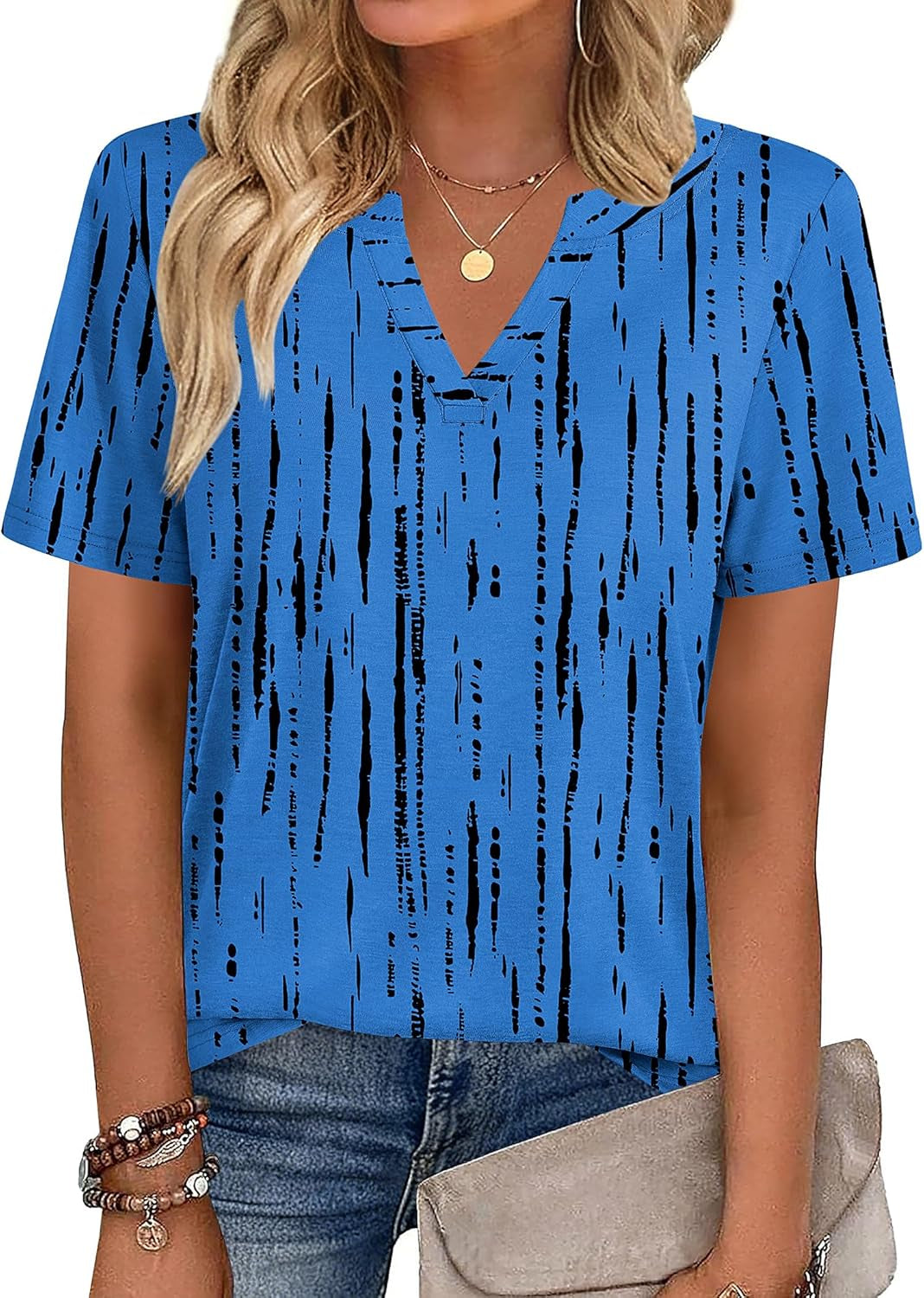 Womens Tops Short Sleeve V Neck Tee Shirts Cute Dressy Casual Clothing Business Work Blouse