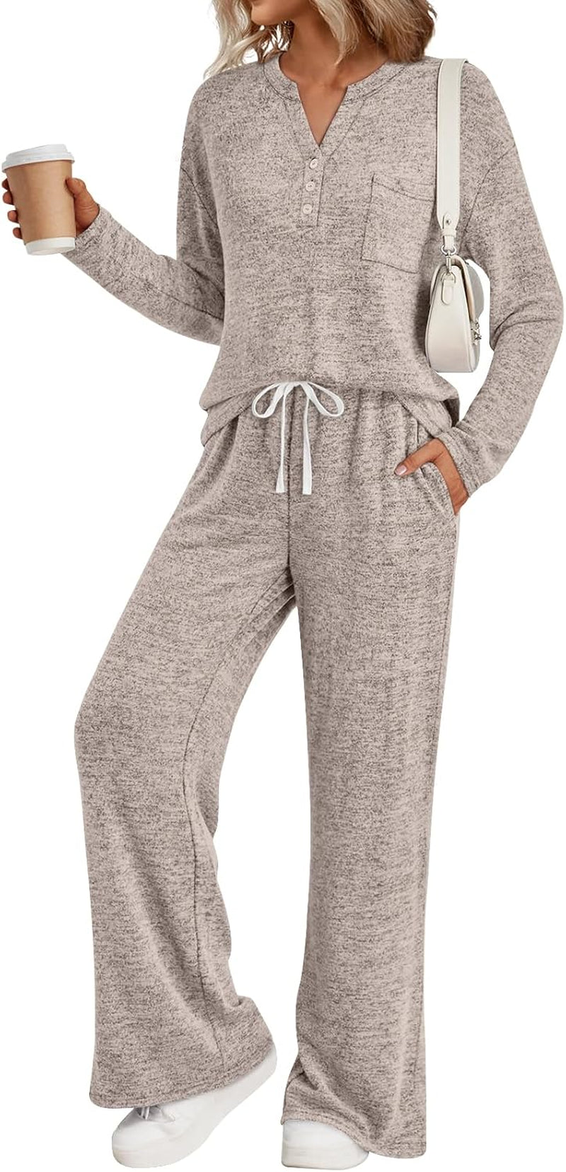 Womens 2 Piece Lounge Sets Winter Outfits 2026 Sweatsuit Matching Pjs Airport Vacation Travel Fall Pajamas Fashion