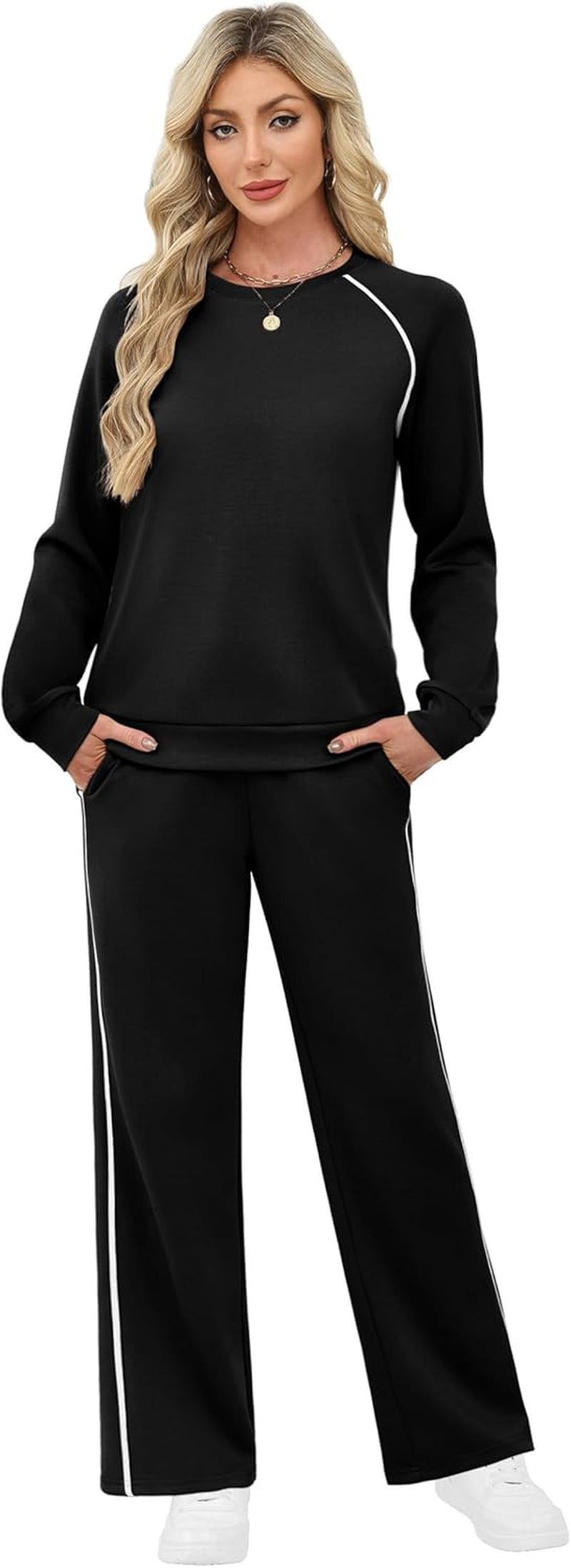 Women 2 Piece Lounge Sets Sweatsuit Fall Outfits Matching Wide Leg Pants Set Tracksuit Trendy Clothes