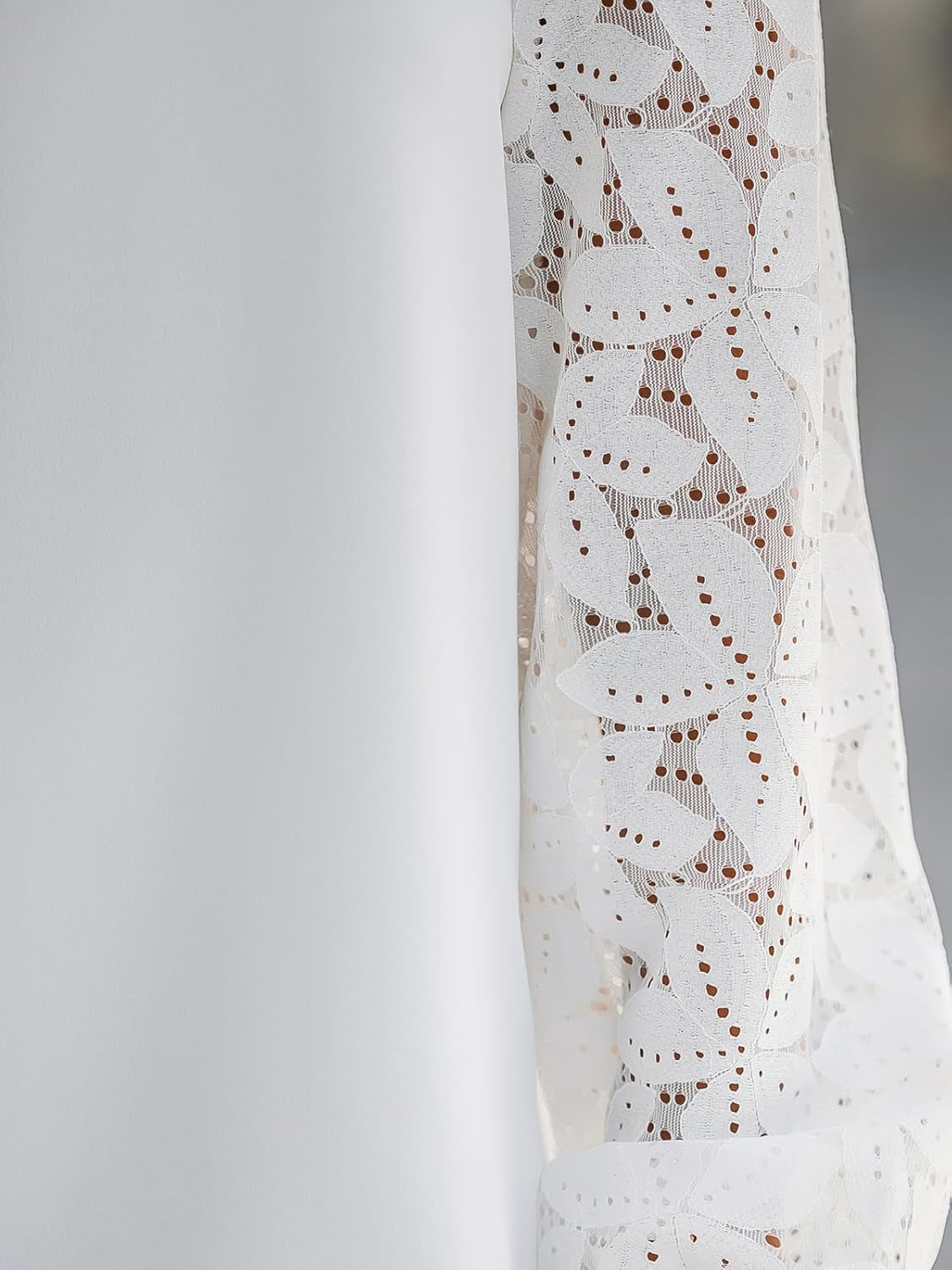 Women Lace Elegant Blouse Long Sleeve Eyelet V Neck Dressy Party Floral Tops Scalloped V Neck