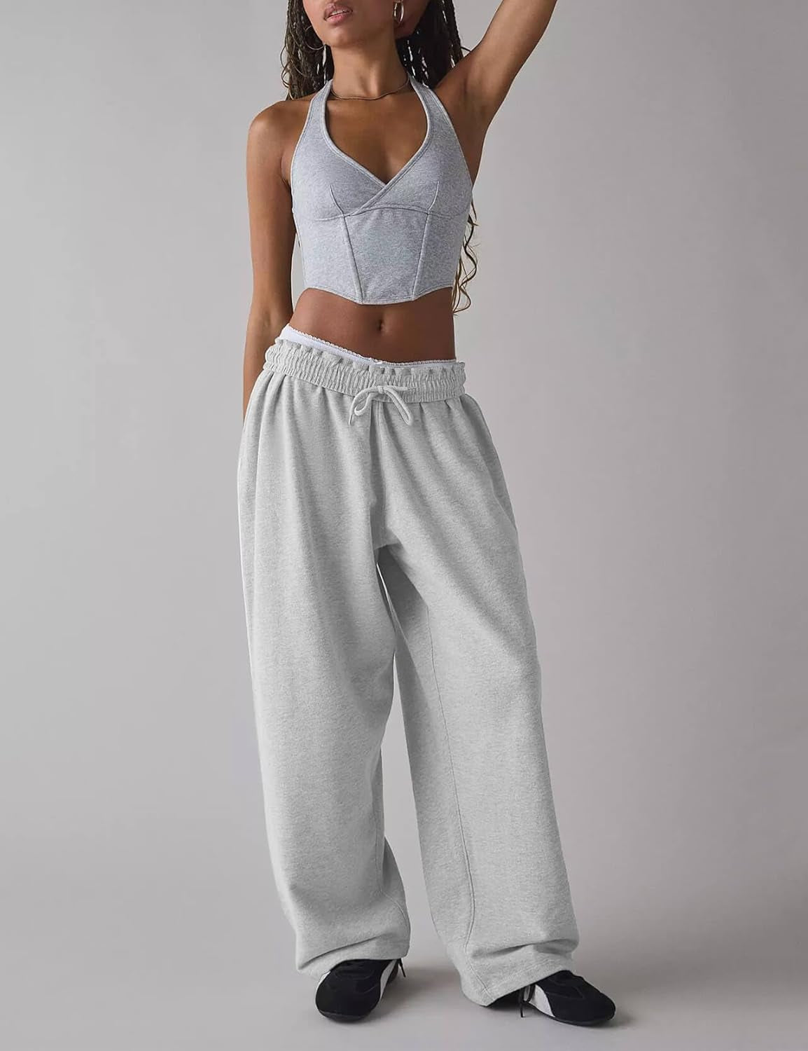 Women'S Wide Leg Sweatpants Y2K Interior Drawstring Baggy Joggers Dancer Pants Streetwear with Pockets