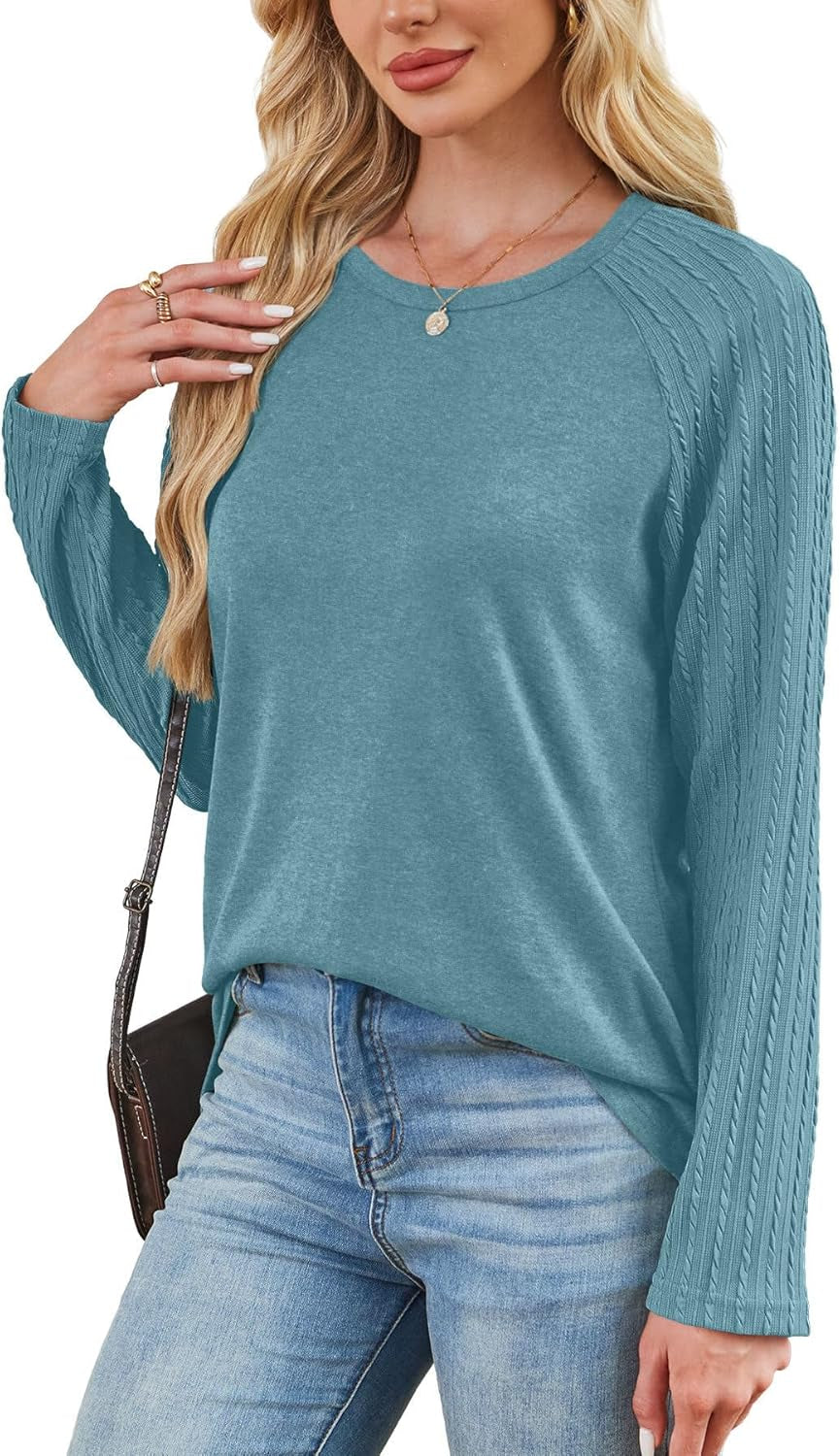 Long Sleeve Shirts for Womens Fall Fashion 2025 Crewneck Oversized Sweatshirt Tunic Tops to Wear with Leggings