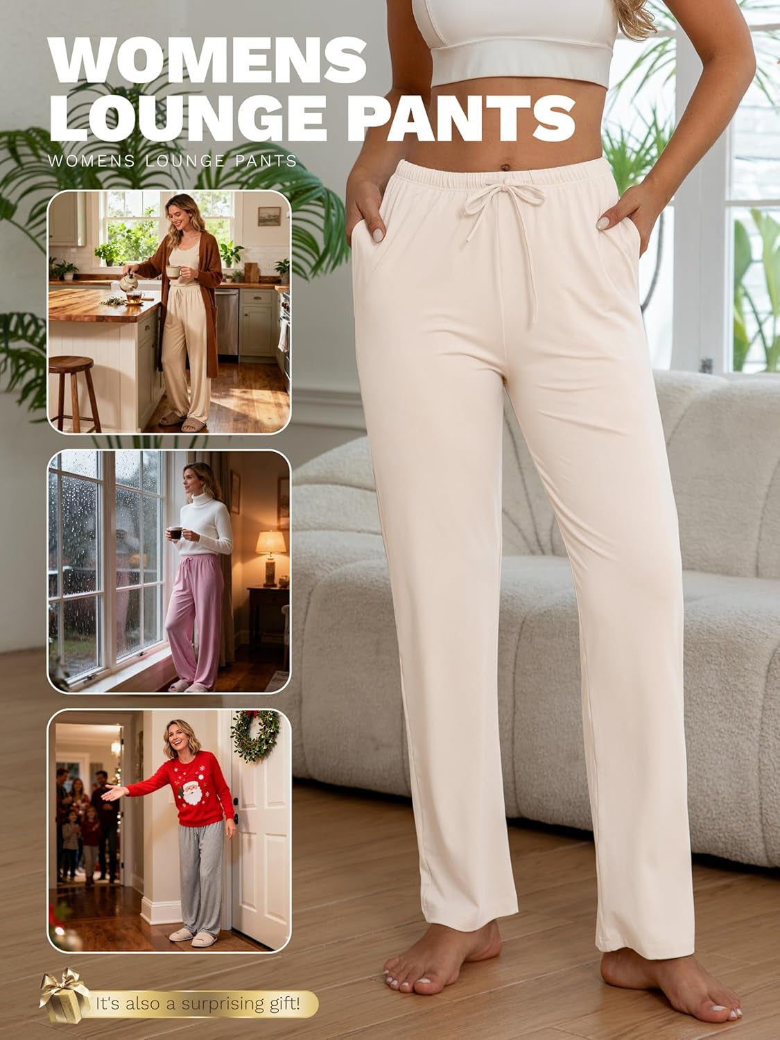 3 Pack Womens Pajama Pants Soft Loose Casual Lounge & Sleep Pants Pajama Bottoms PJ Sleepwear with Pockets