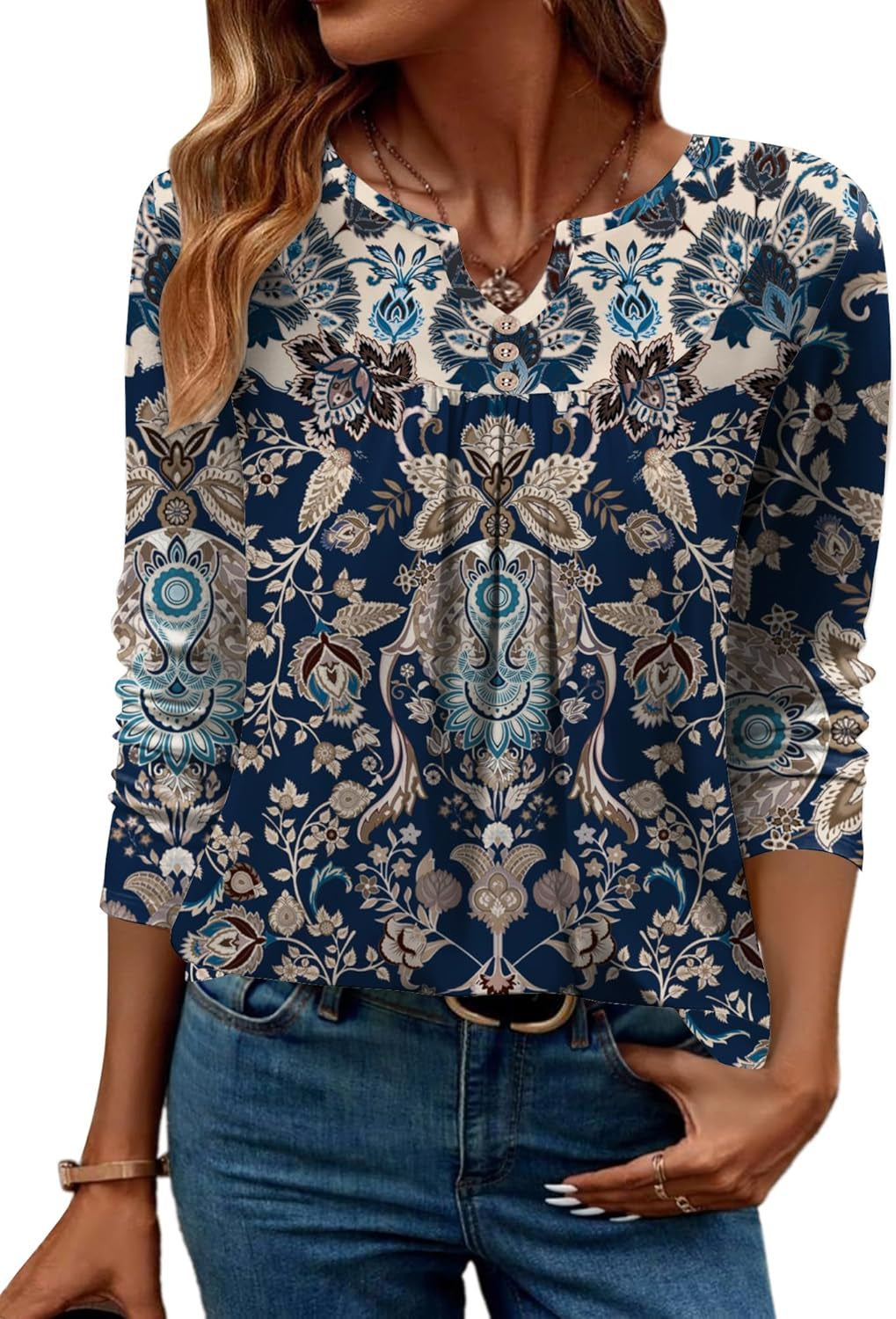 Womens Tops Long Sleeve Shirts Boho Tops for Women 2025 Fall Blouses Ladies Sweatshirts Winter Fashion Clothing