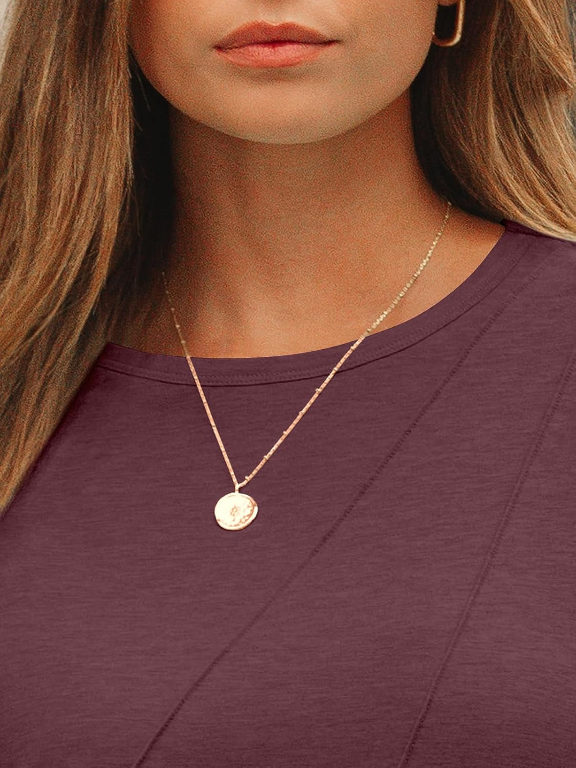 Womens Pleated Long Sleeve Tunic Tops - Loose Fit Crewneck Casual Shirts, Soft Lightweight Everyday Basic Clothes