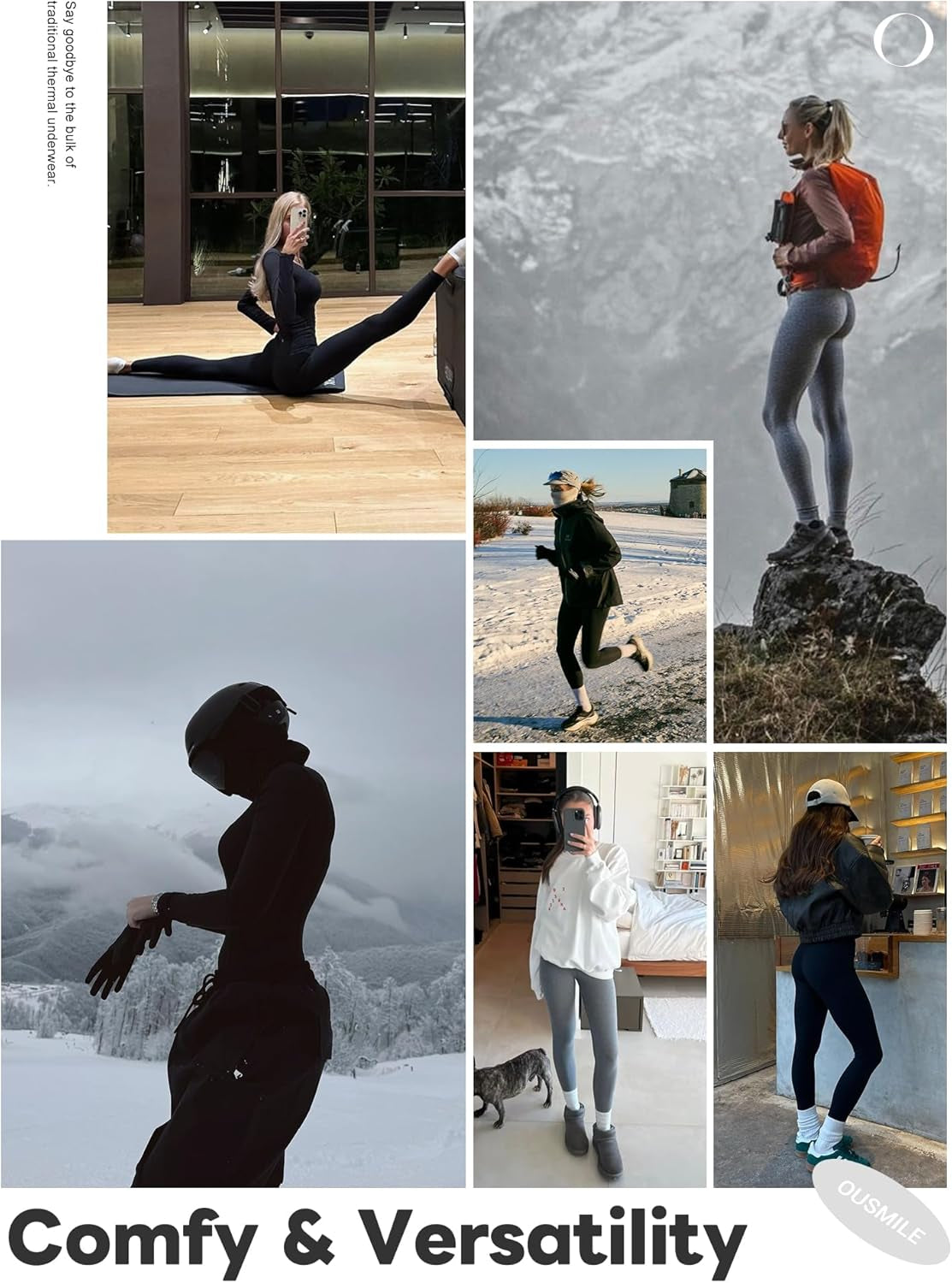Thermal Underwear Set for Women Long Johns with Fleece Lined, Base Layer Women Cold Weather Top Bottom