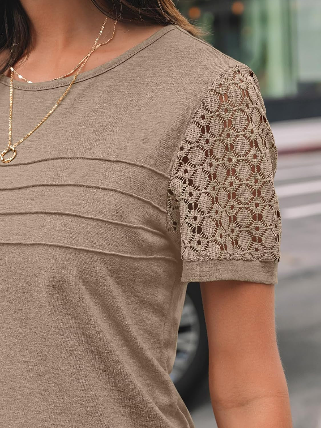 Women'S Short Sleeve Shirts Dressy Lace Summer Tops 2026 Spring Trendy Casual T-Shirts Cute Work Outfits Blouses