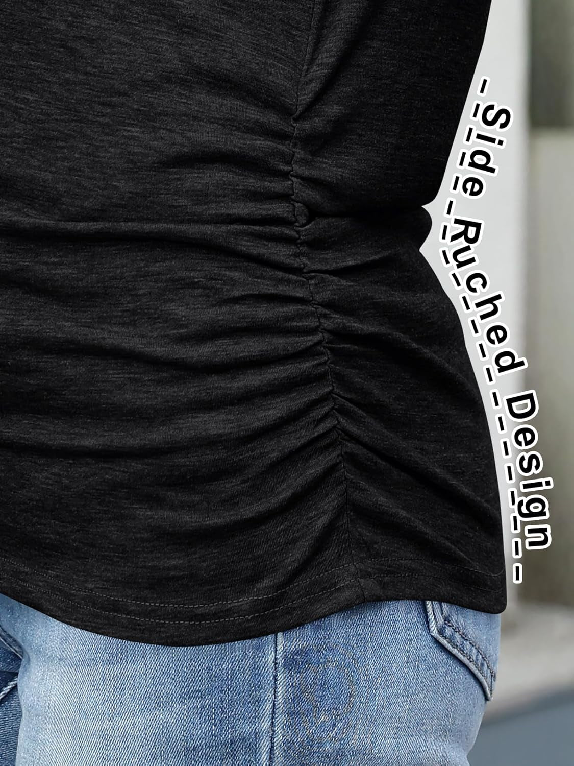 Shirts for Women Long Sleeve V Neck Tops Dressy Business Casual Side Ruched T-Shirts 2025 Fall Tee Blouses Outfits