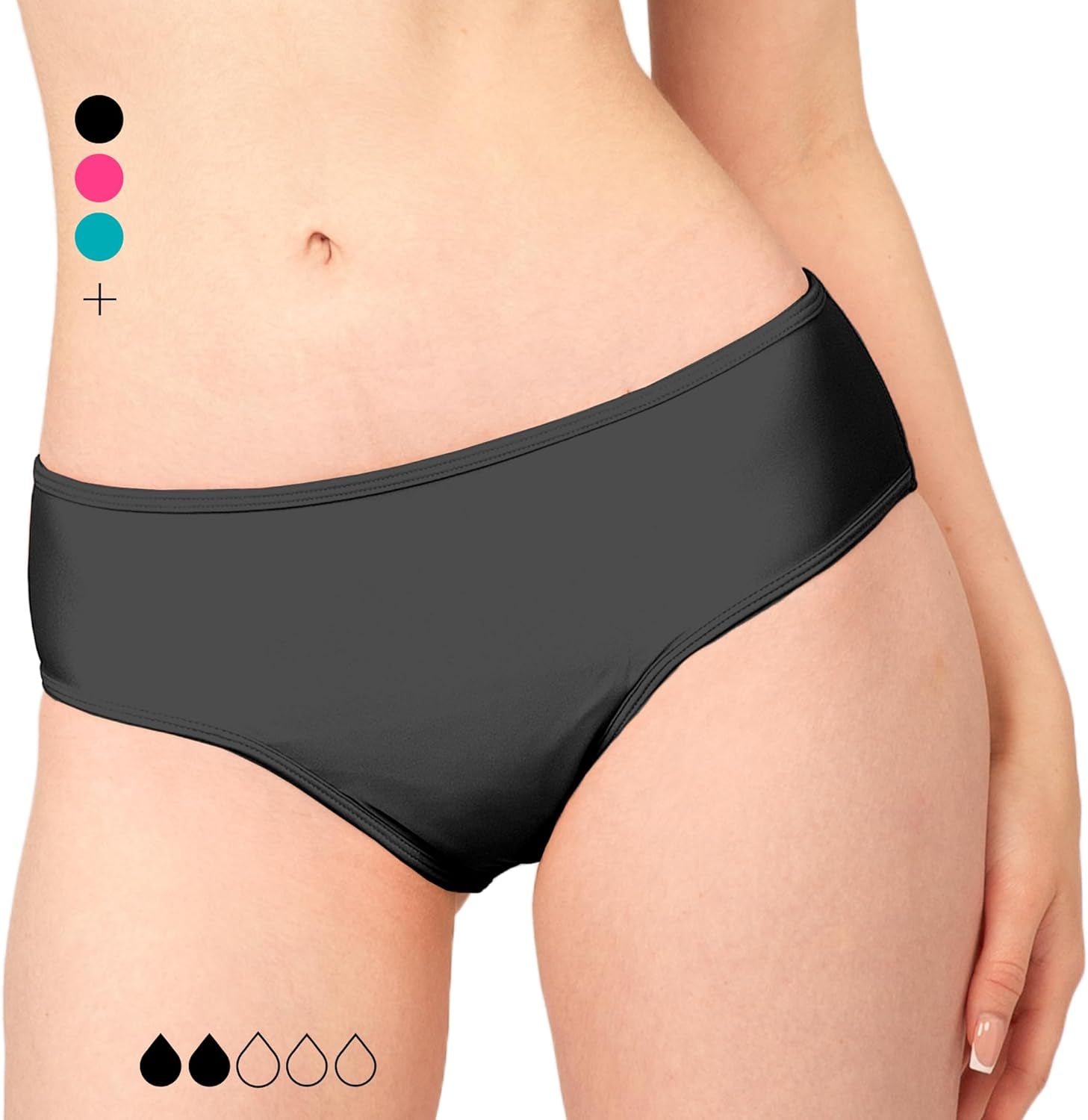Period Swimwear - Menstrual Leakproof Bikini Bottoms - Mid Waisted Swim Bottoms for Teens, Girls, Women