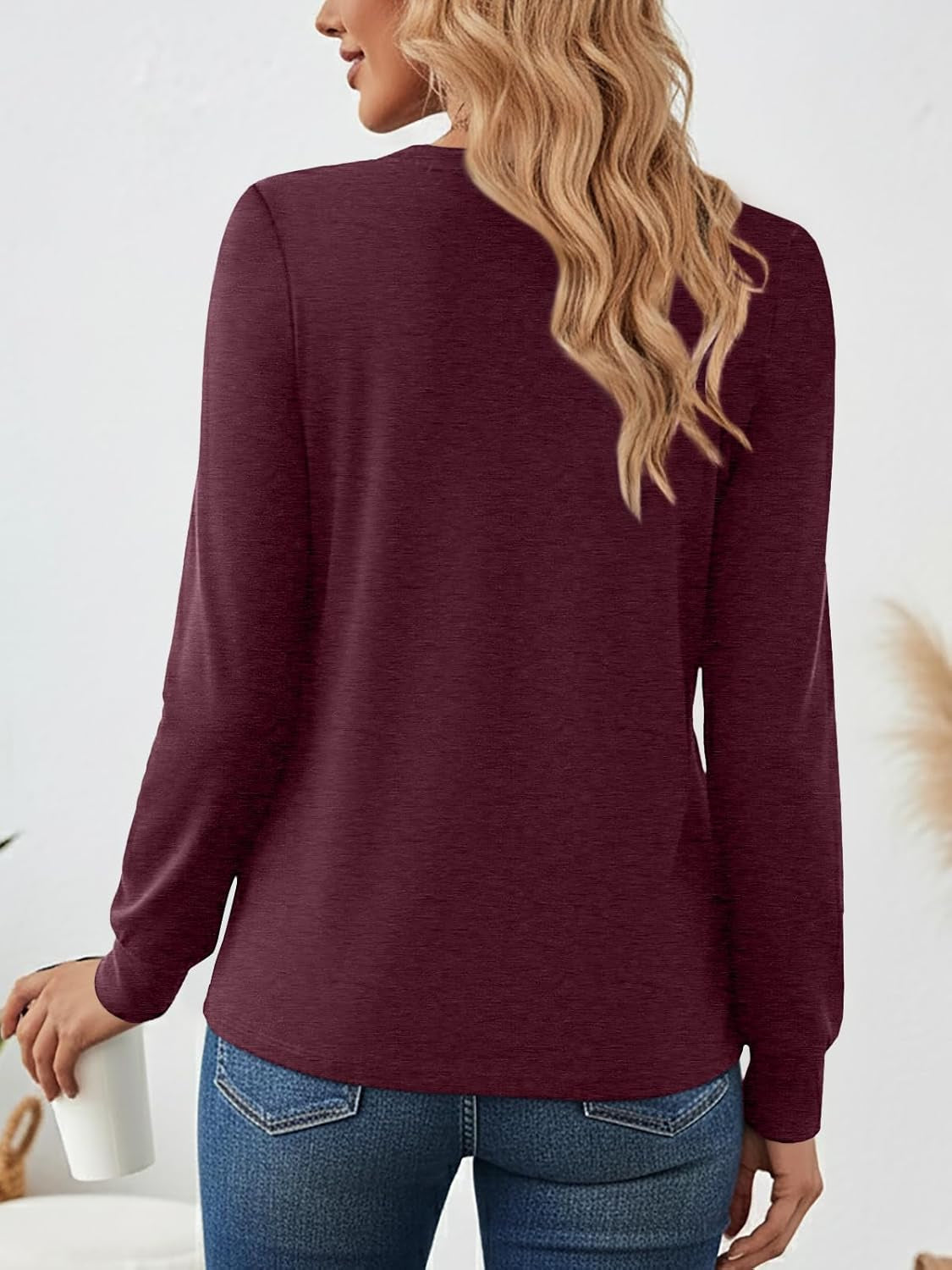Womens Tops Long Sleeve Shirts Fall Fashion Clothes Henley Dressy Casual Blouses Trendy 2026