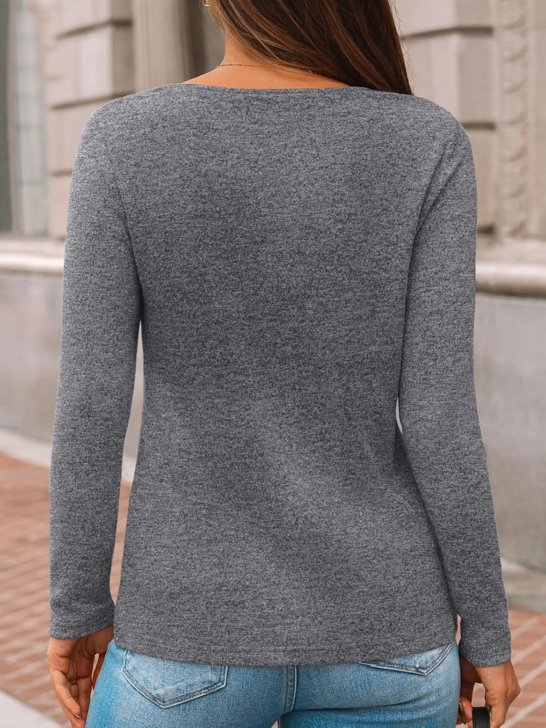 Womens Long Sleeve Tunic Top V Neck Button Shirts 2025 Dressy Casual Business Blouses