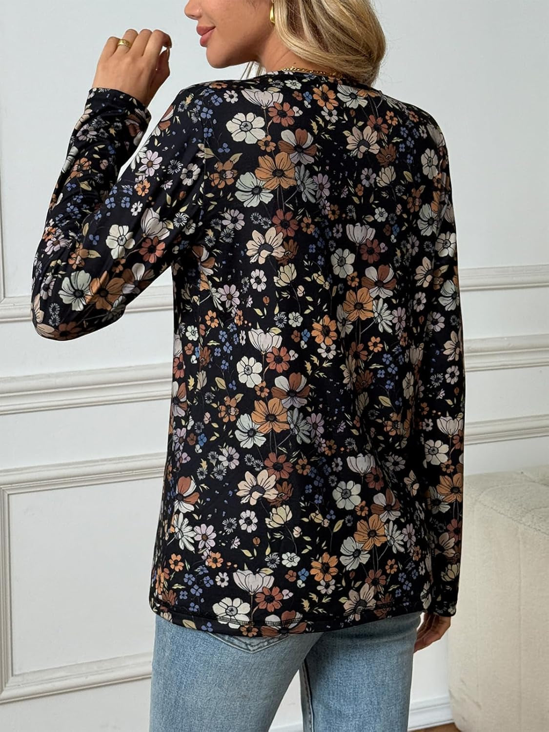 Long Sleeve Shirts for Women Tops V Neck Casual Top Comfortable Shirt Soft Basic Tees Women Blouses