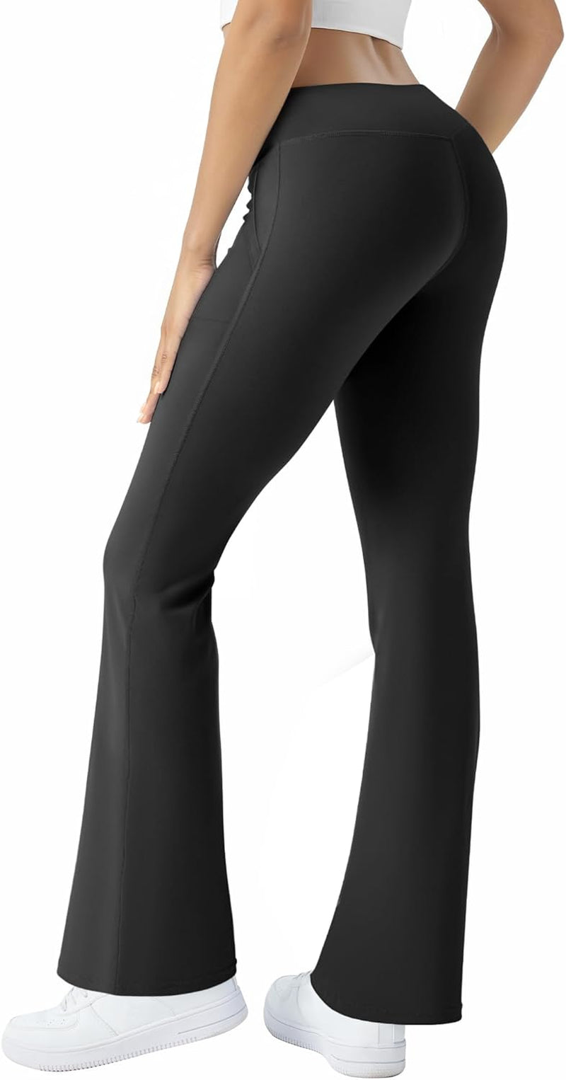 Womens Yoga Pants High Waisted Flare Leggings with Pockets Bootcut Lounge Workout Bell Bottom Trousers