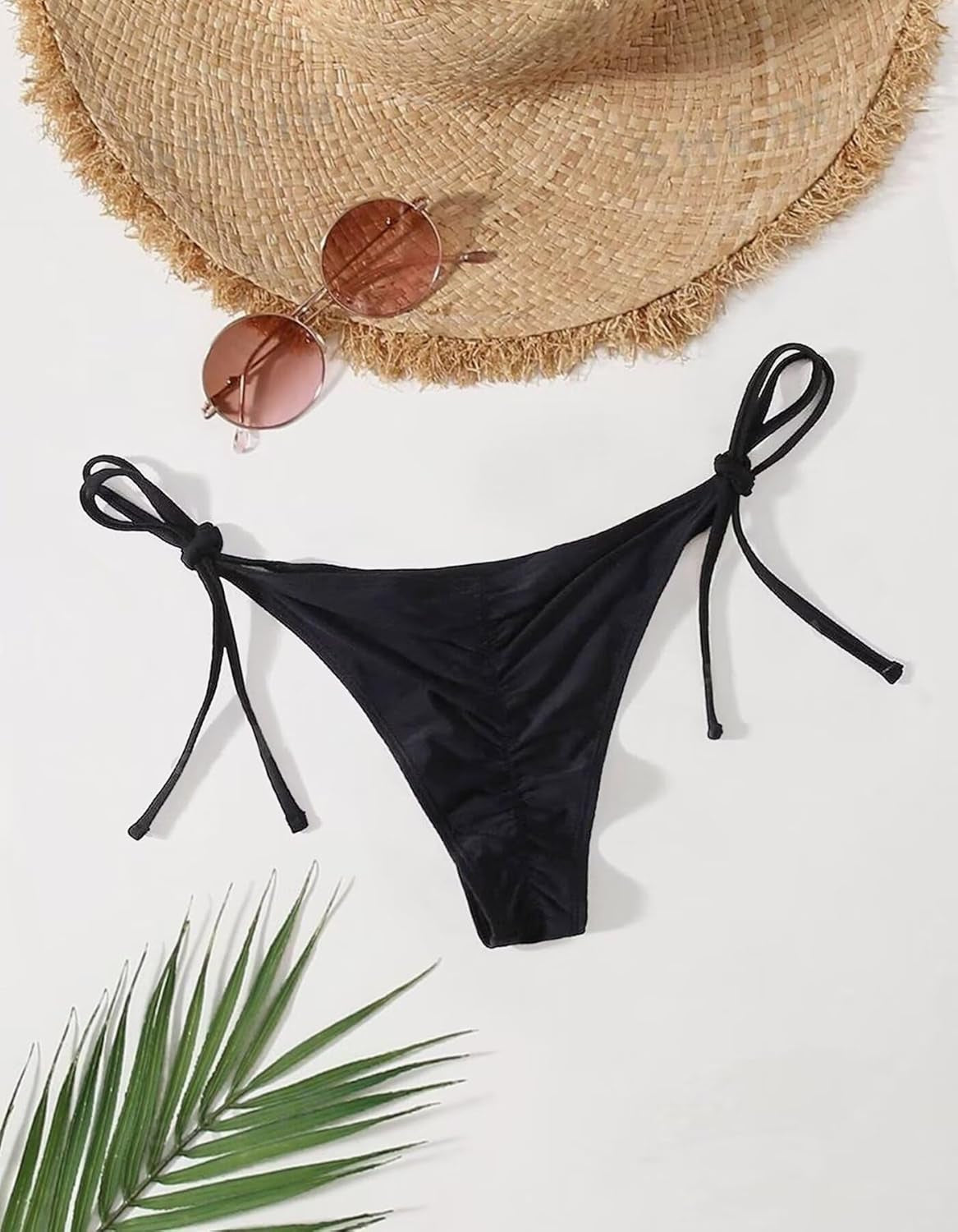 Bikini Bottoms for Women Sexy Cheeky Side Tie Scrunch Butt Brazilian String Swimsuit Bathing Suit Bottoms