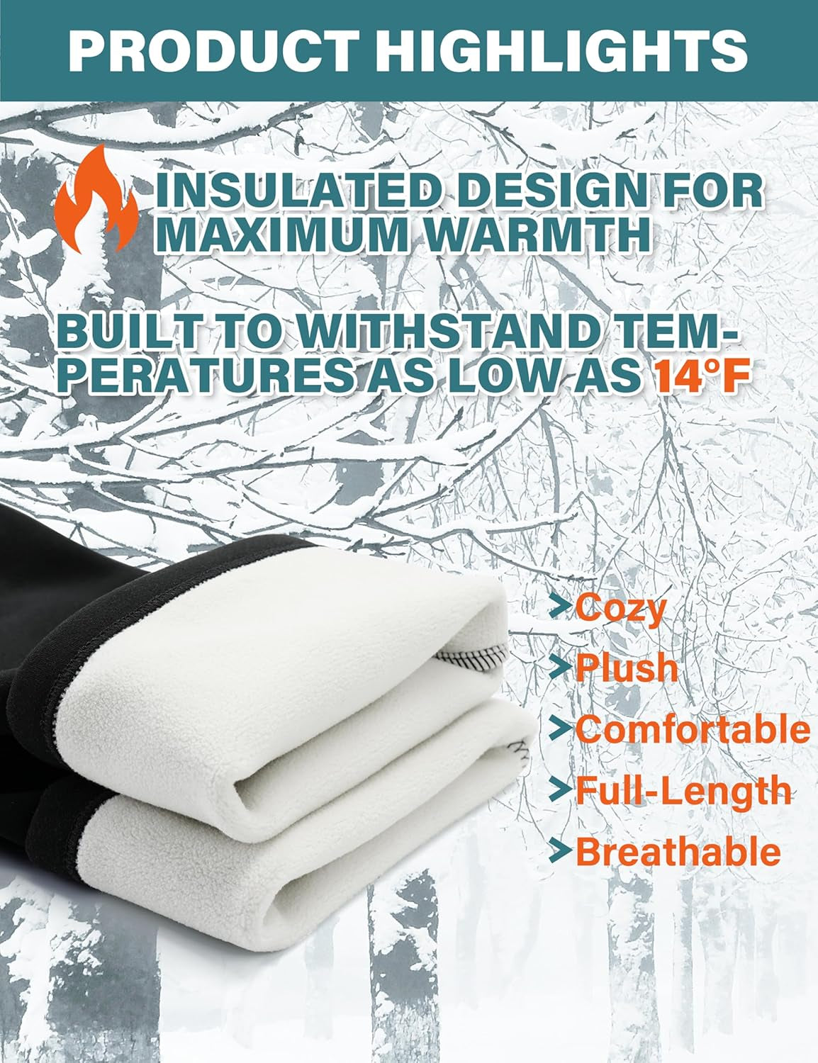 Thick Fleece Lined Leggings for Women Tummy Control High Waisted Workout Thermal Warm Soft Yoga Pants for Cold Winter