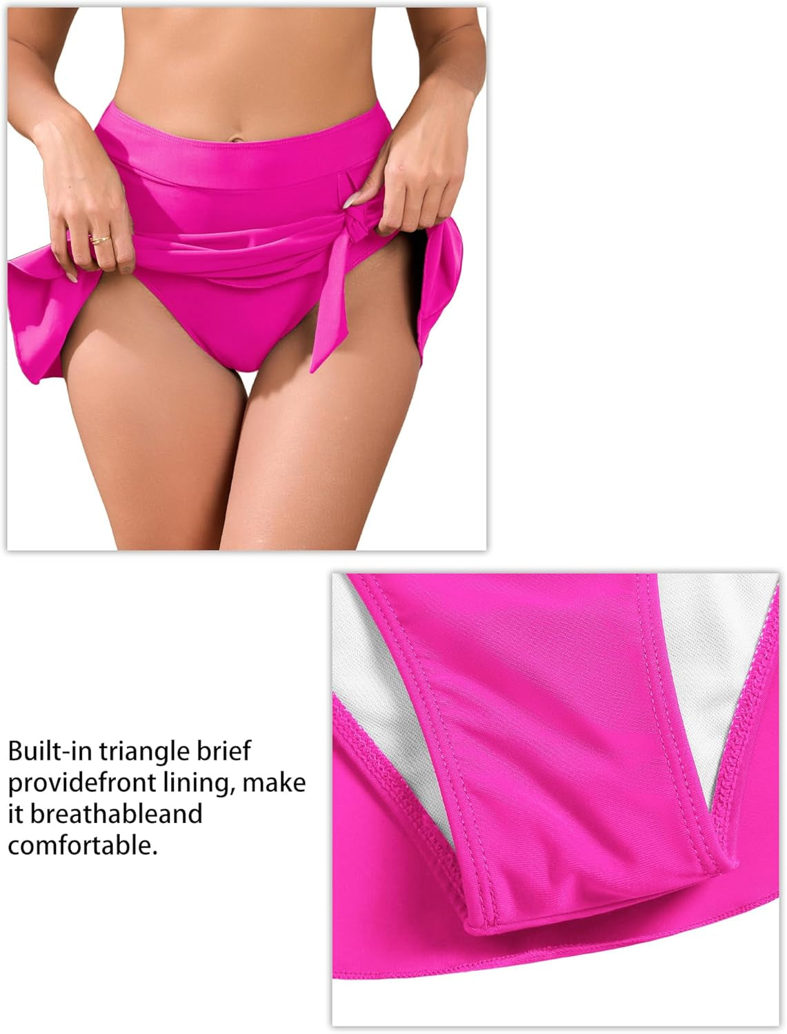 Swim Skirt for Women Tummy Control High Waisted Short Swim Skirt Tie Knot Tankini Bottom Bathing Suit Skirt