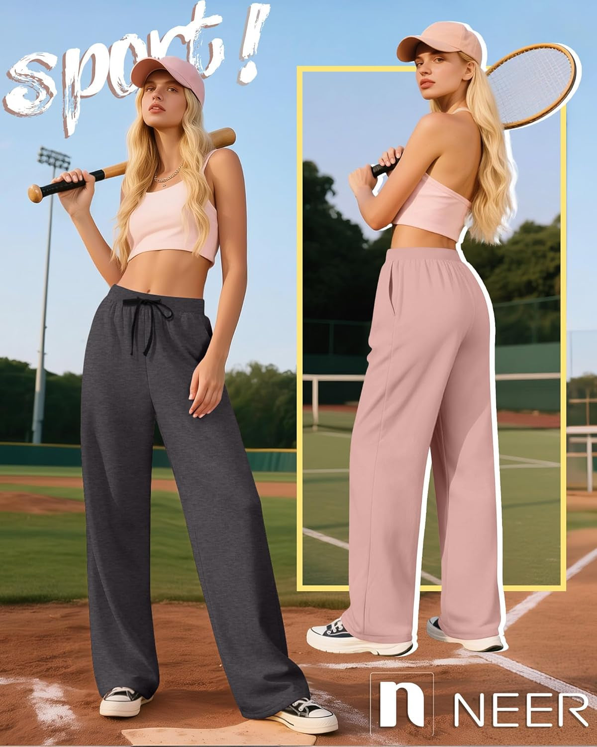 3 Pack Women'S Yoga Sweatpants Wide Leg Drawstring Baggy Pants Casual Loose Workout Open Bottom Lounge Pants