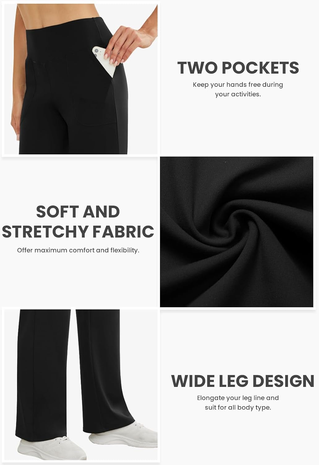 Wide Leg Pants Woman High Waist Yoga Pants with Pockets Loose Stretch Dress Work Sweatpants Casual Lounge