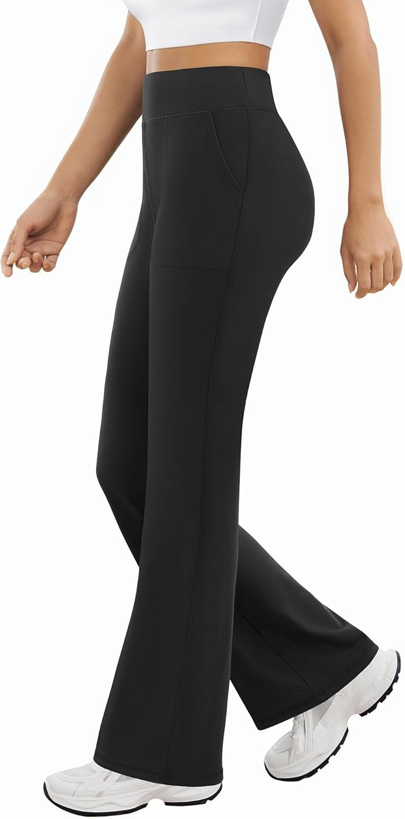 Womens Yoga Pants High Waisted Flare Leggings with Pockets Bootcut Lounge Workout Bell Bottom Trousers
