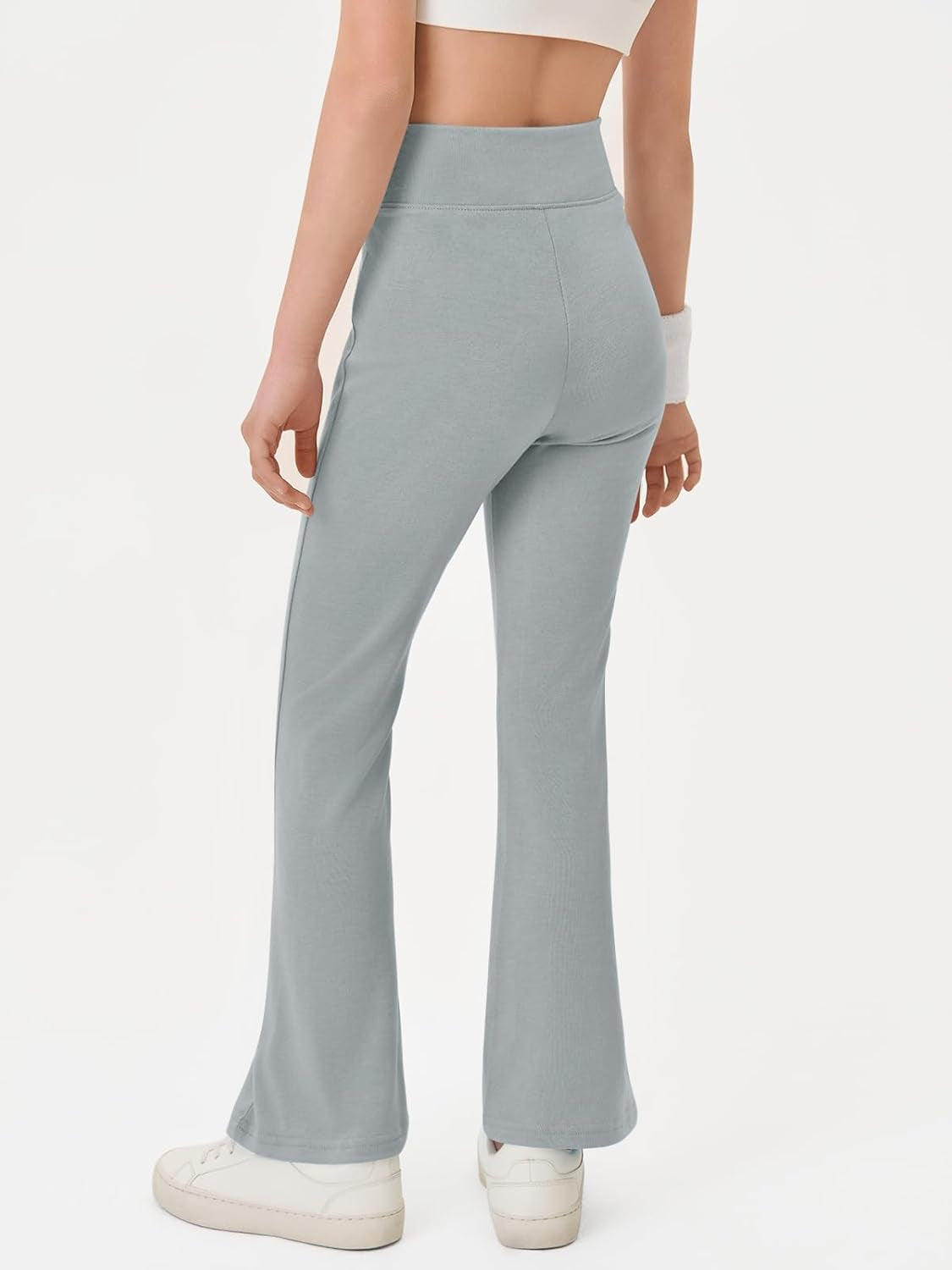 Girls Crossover High Waisted Flare Pants Kids Bootcut Leggings Full Length Bell Bottoms 5-14 Years