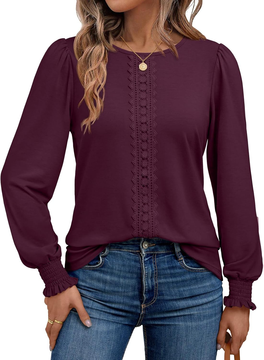 Long Sleeve Shirts for Women Business Dressy Casual Tops Work Blouses Pleated Tunics