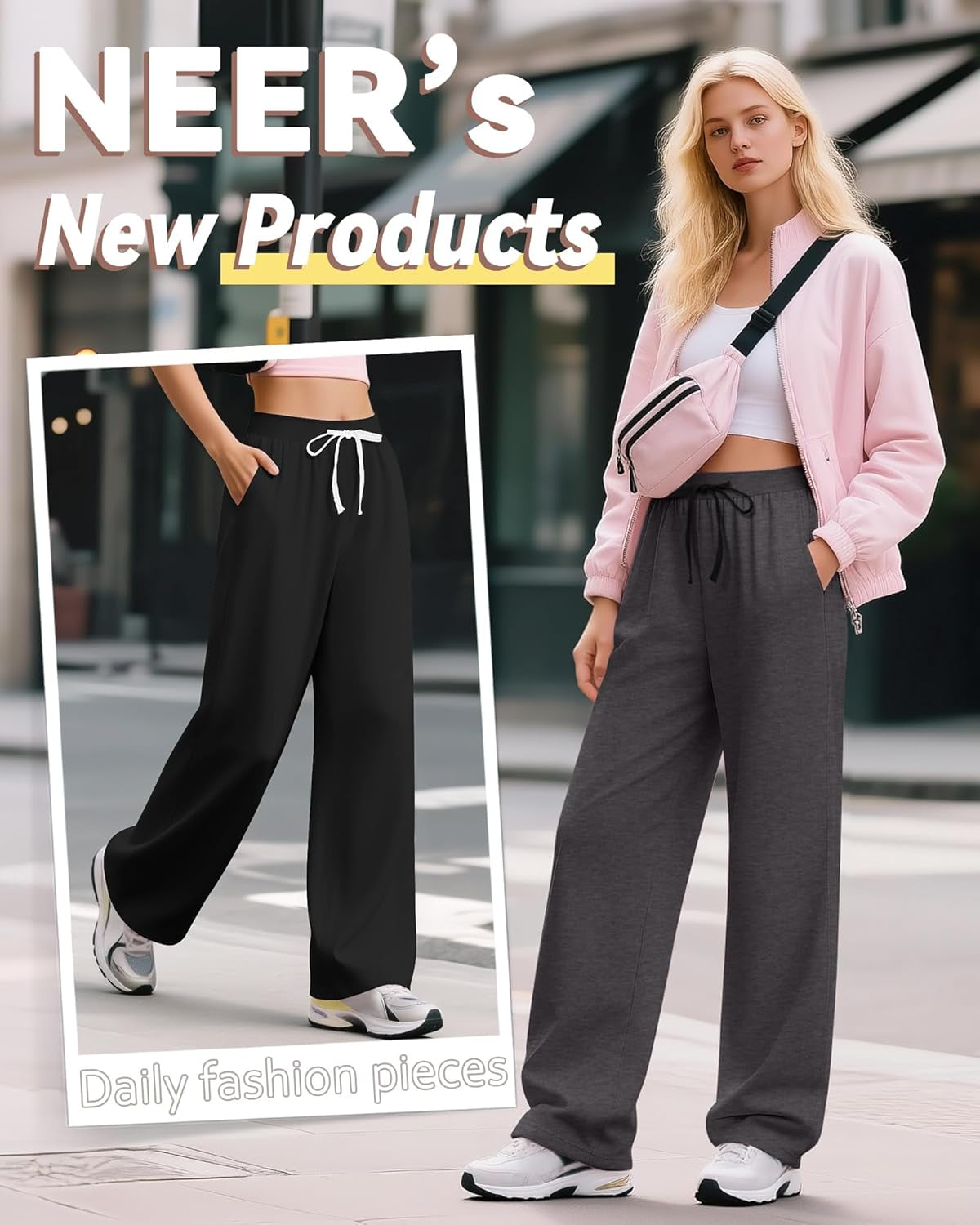 3 Pack Women'S Yoga Sweatpants Wide Leg Drawstring Baggy Pants Casual Loose Workout Open Bottom Lounge Pants