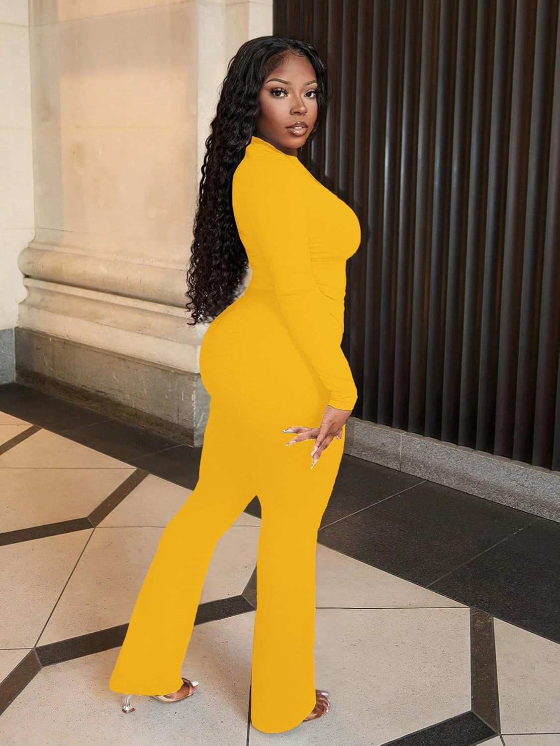 Women'S 2 Piece Lounge Sets Crop High Wasit Foldover Flare Leggings Pants Casual Workout Outfits Tracksuit