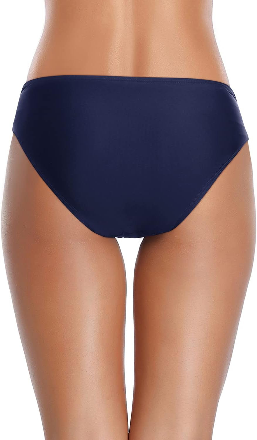 Women Twist Bikini Bottom Moderate High Cut Bathing Suit Bottoms Ruched Swimsuit Bottom