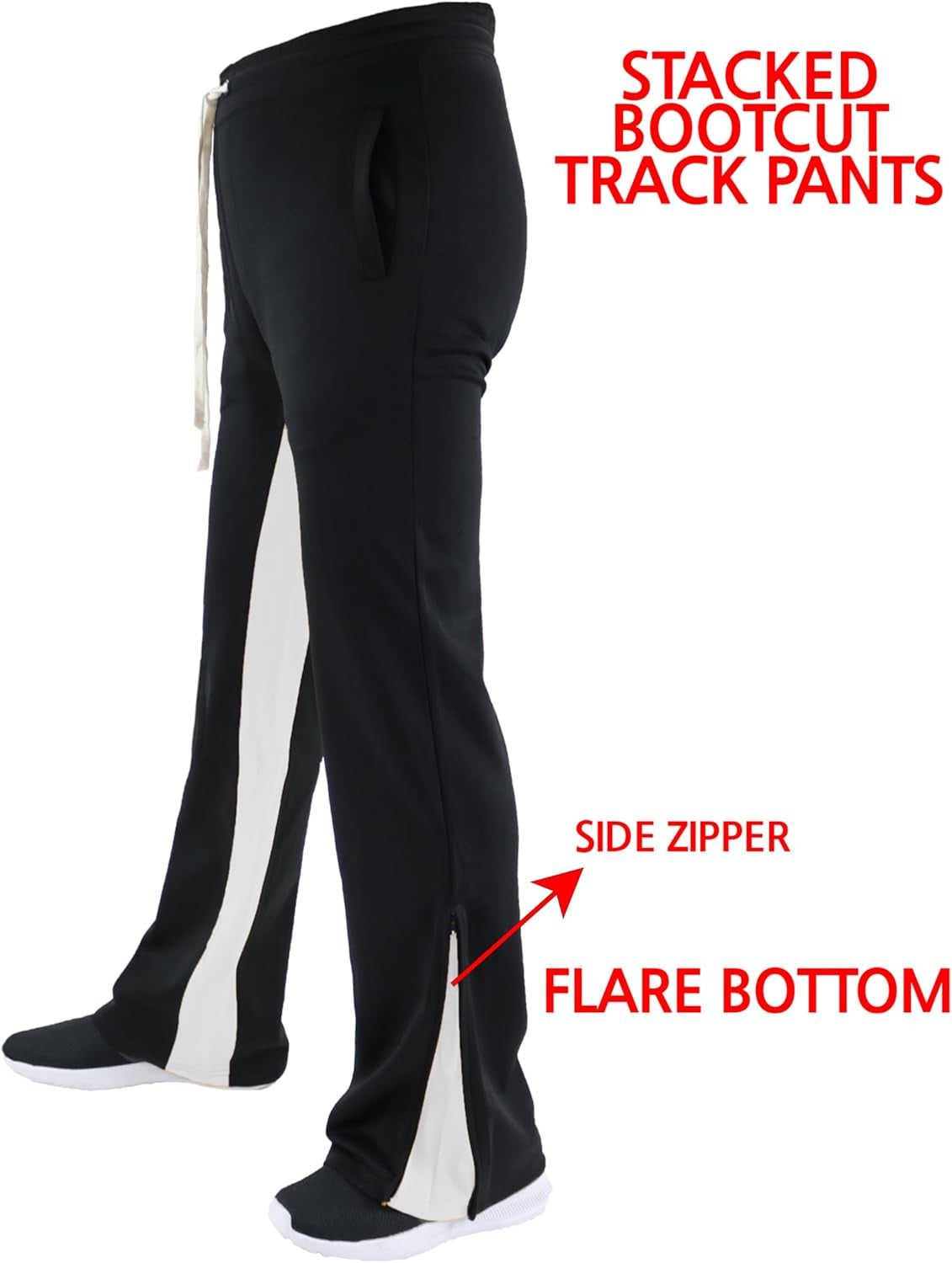 Track Pants 3202 Mens Streetwear Premium Stacked Flare Fit Urban Track Pants Workout Athletic Bottoms