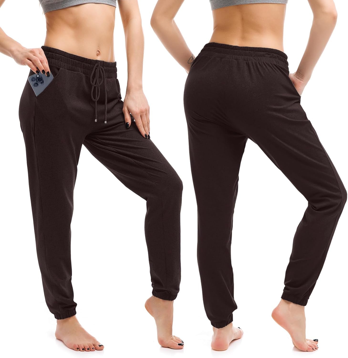 Womens Joggers with Pockets, Drawstring Sweatpants Women for Lounging Jogging Workout and Gym