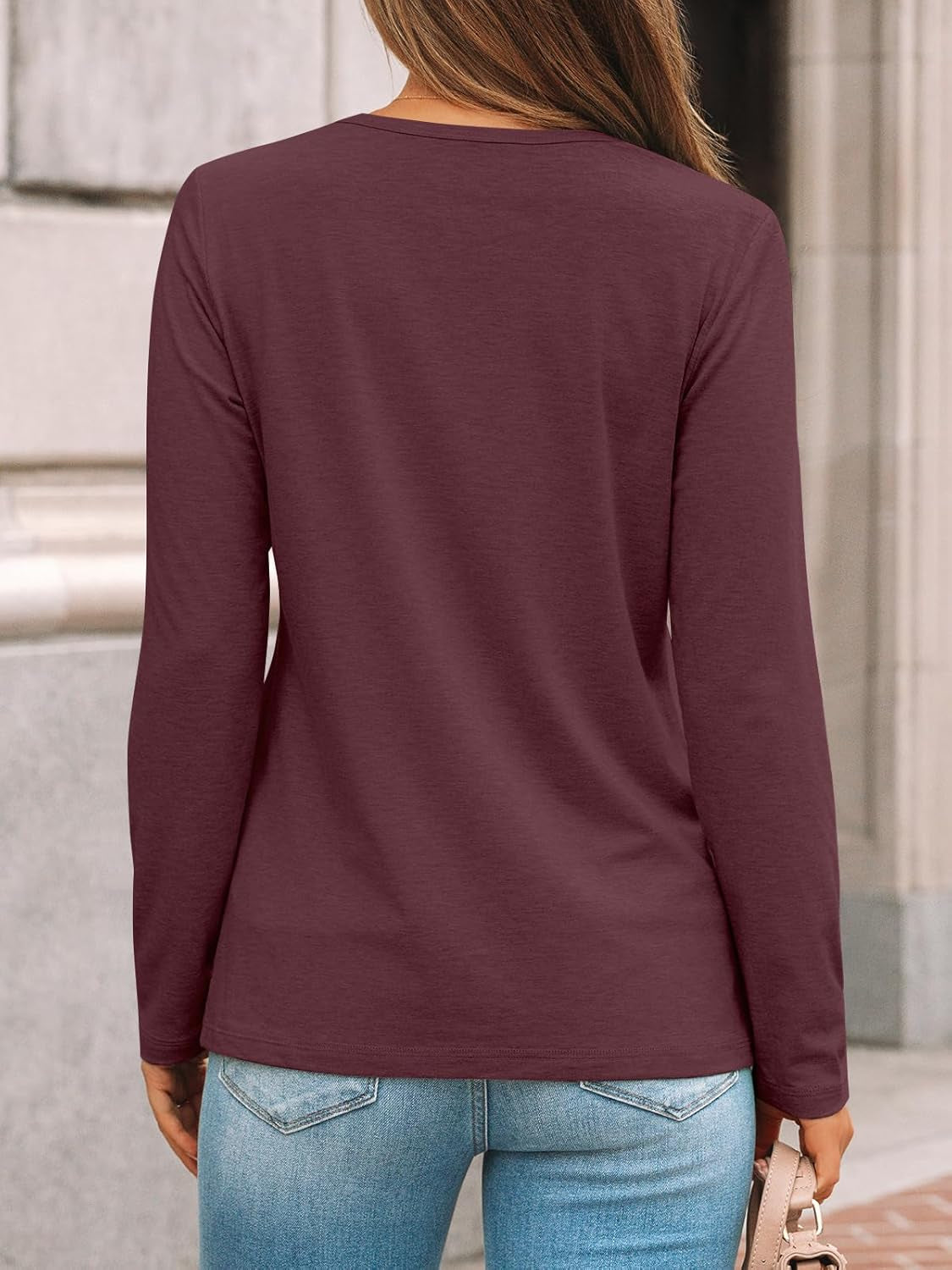 Womens Pleated Long Sleeve Tunic Tops - Loose Fit Crewneck Casual Shirts, Soft Lightweight Everyday Basic Clothes